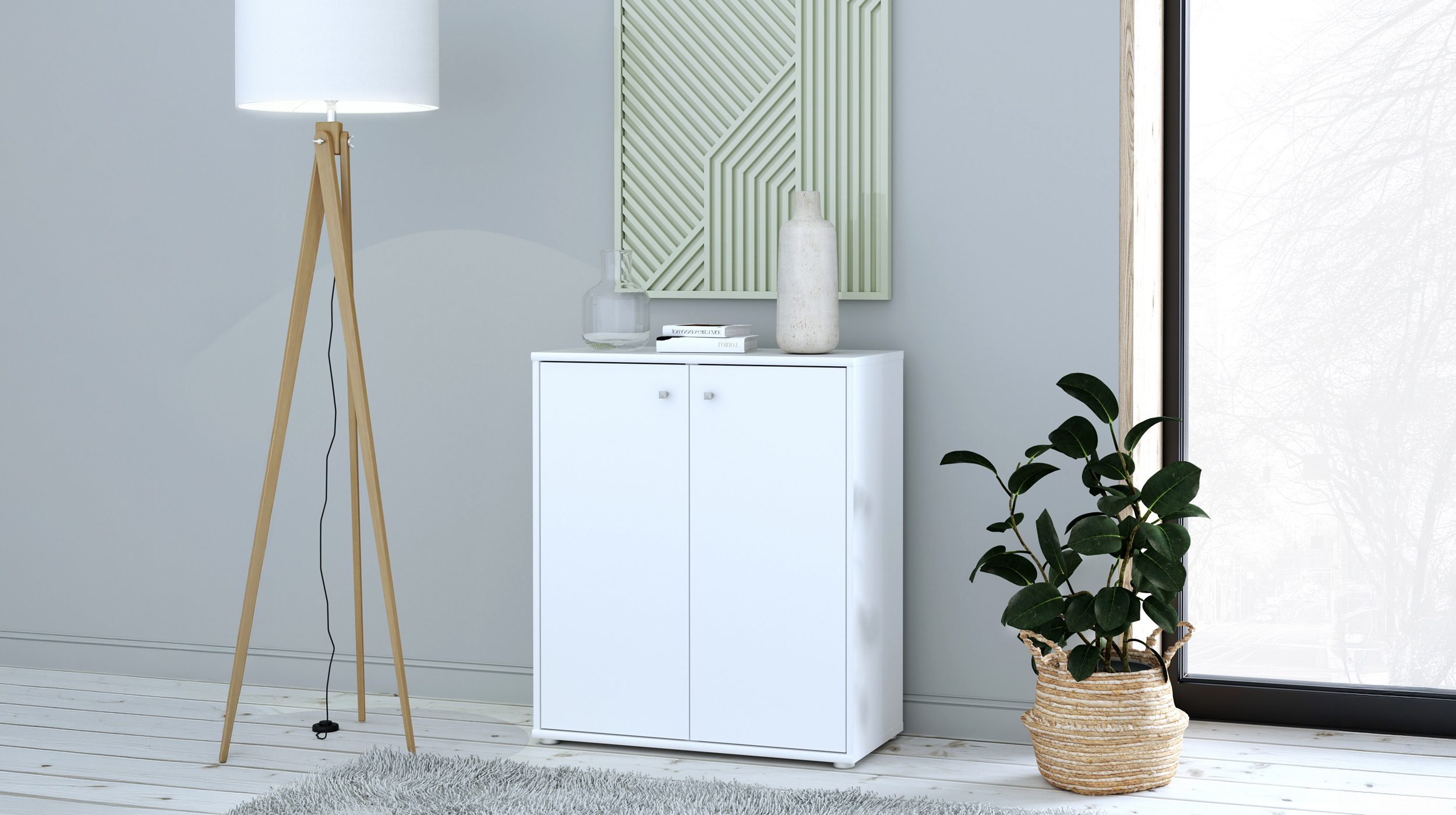 Kommode weiß 74 x 35 cm - 2-türig - TEMPRA