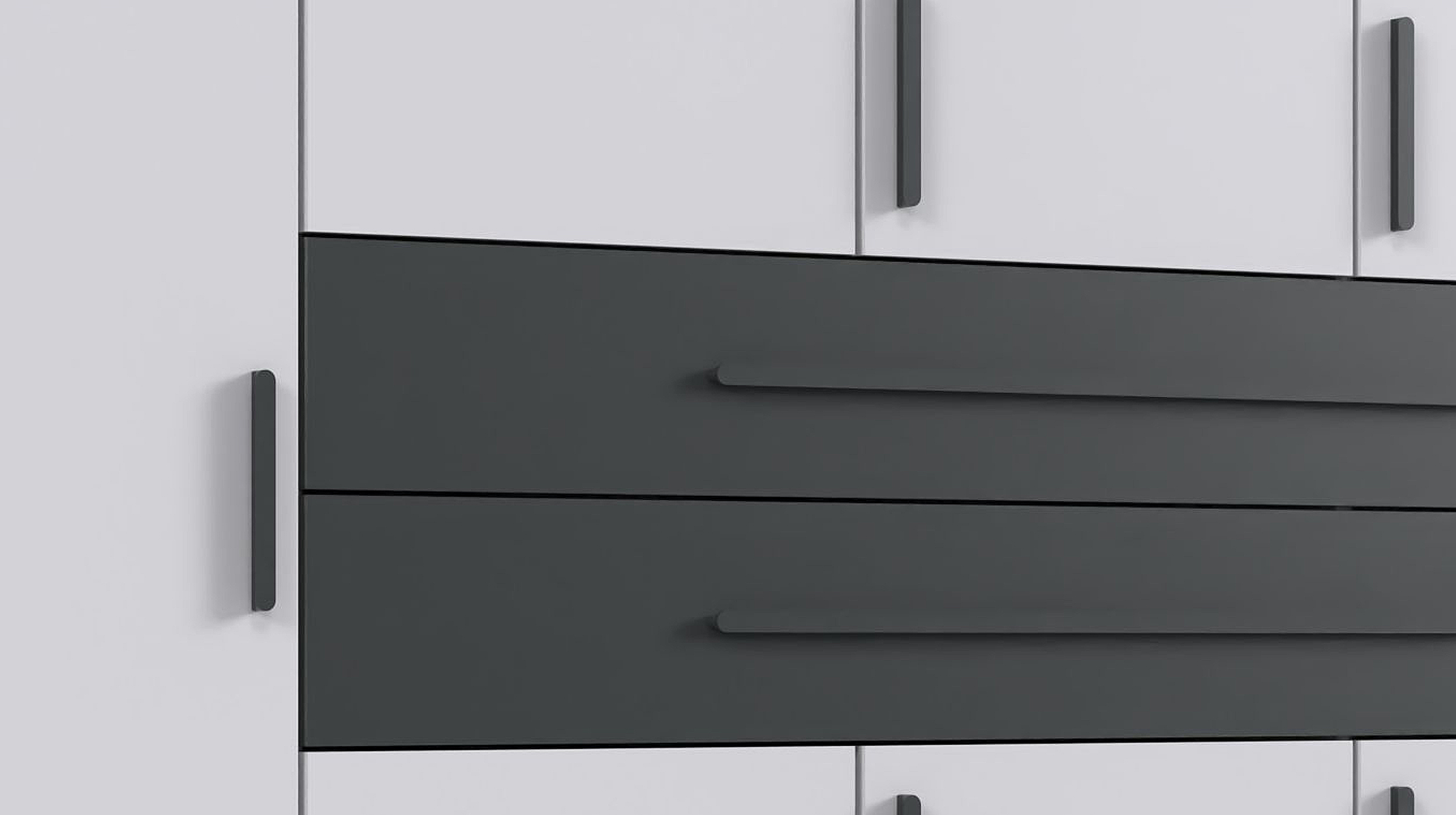 Kleiderschrank weiß anthrazit 225 cm 8-türig - DIGIT