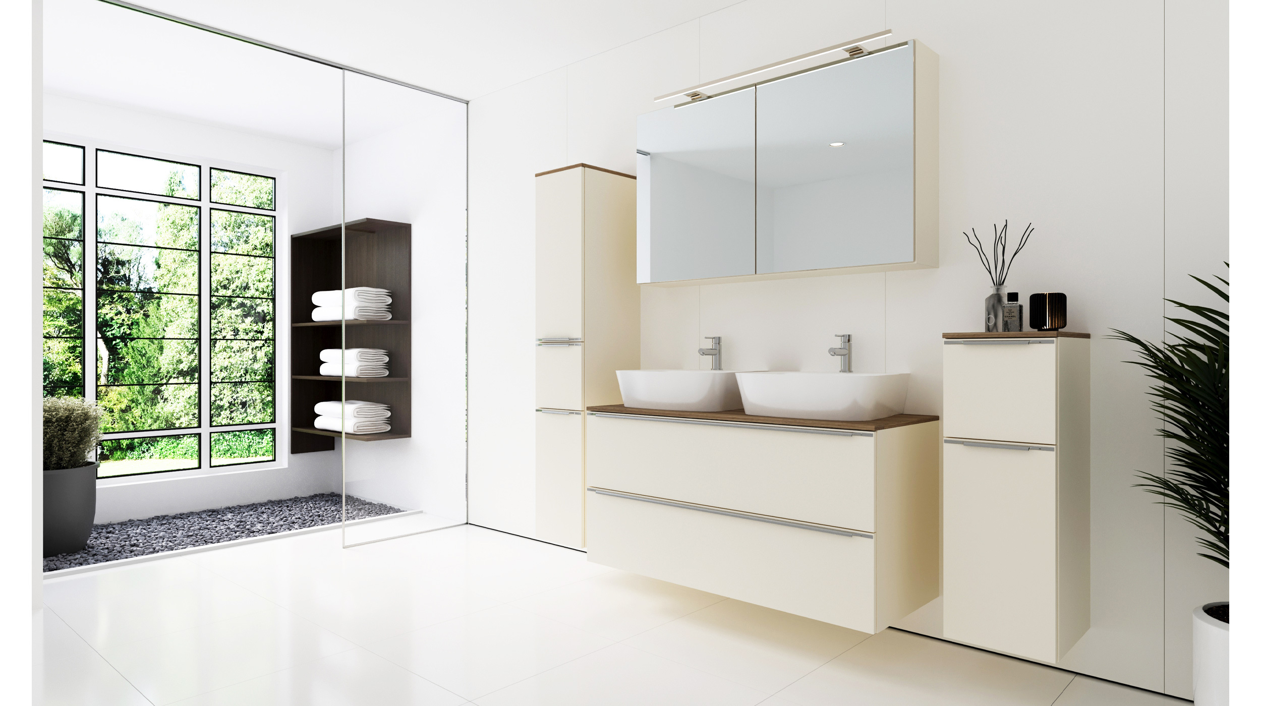 Badmöbel-Set Magnolia - 4 Teile - Waschtisch 120 cm - LEONEL