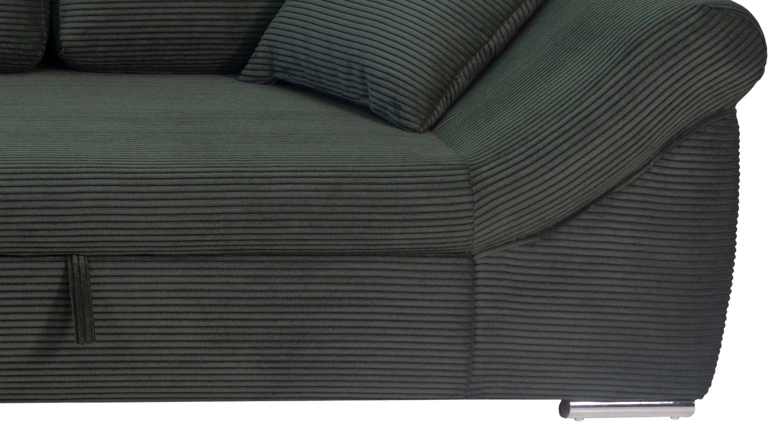 Ecksofa Schlaffunktion Bettkasten grün Cord 261 cm - RAMONA