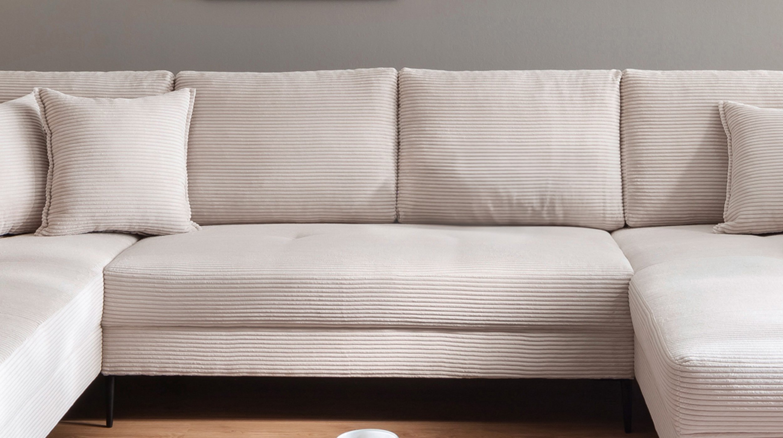 Wohnlandschaft Cord creme - 360 cm - SUMMER 