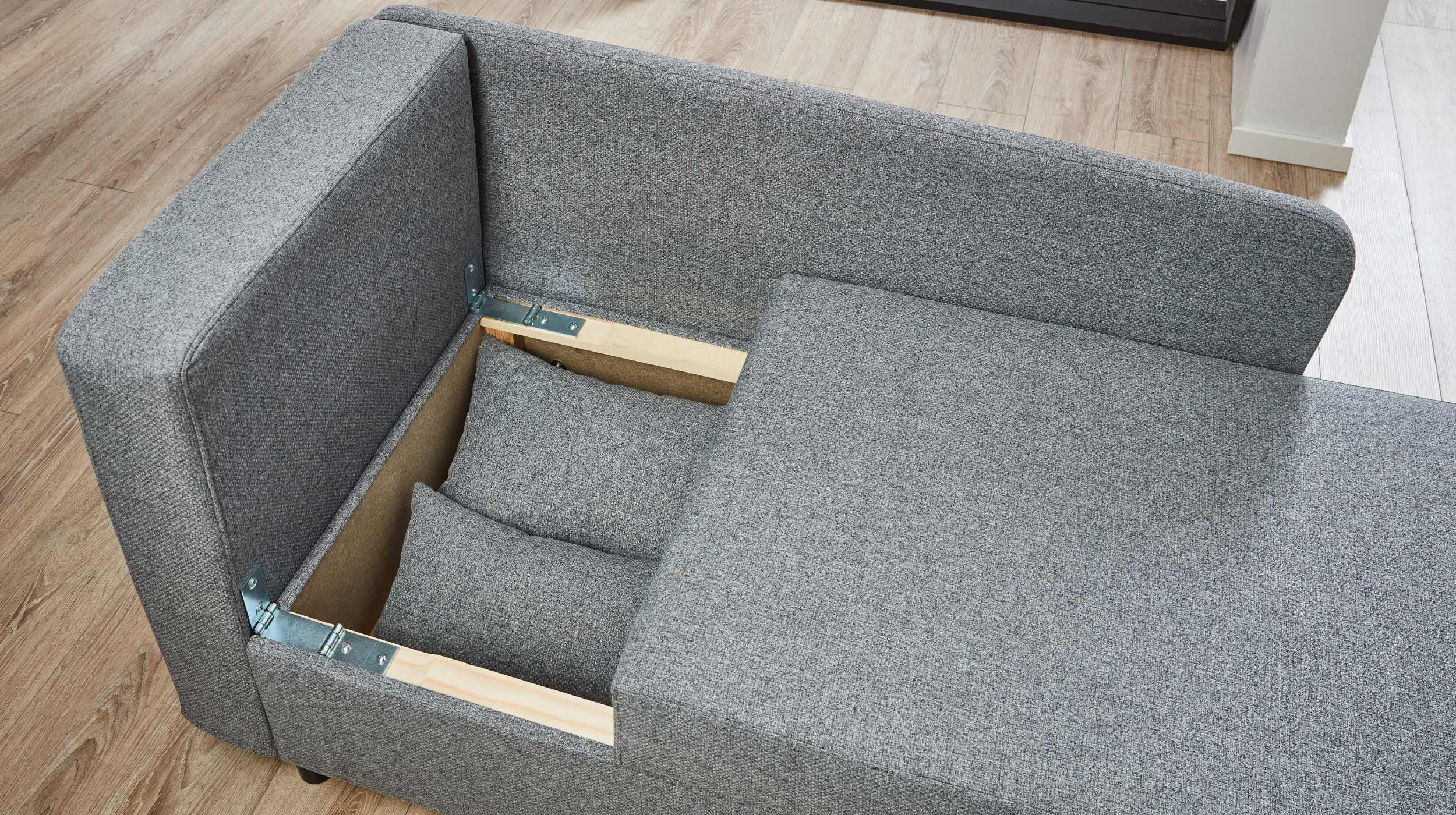 Einzelsofa 148 cm Recamiere grau Schlaffunktion - LÜBECK