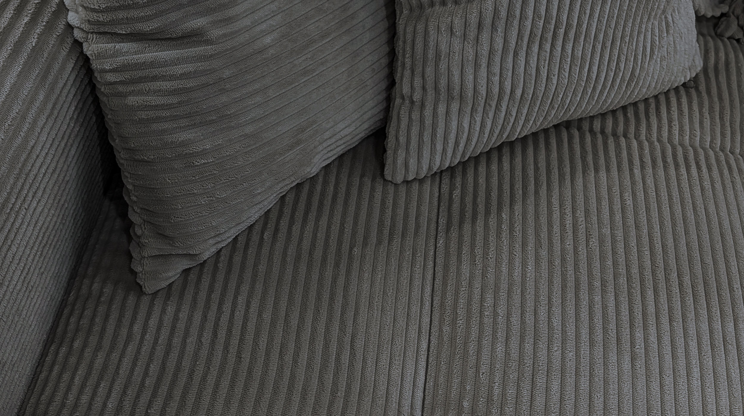 Big Sofa Cord grau mit Nosagunterfederung 300 cm - ARTEMIS