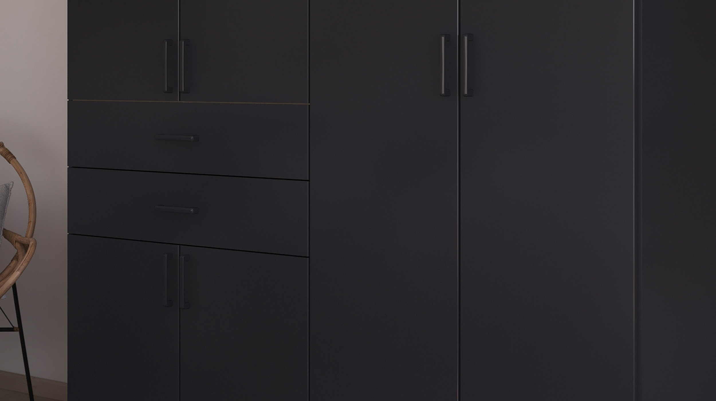 Kleiderschrank grau metallic - 181 cm - rauch - MAIKA