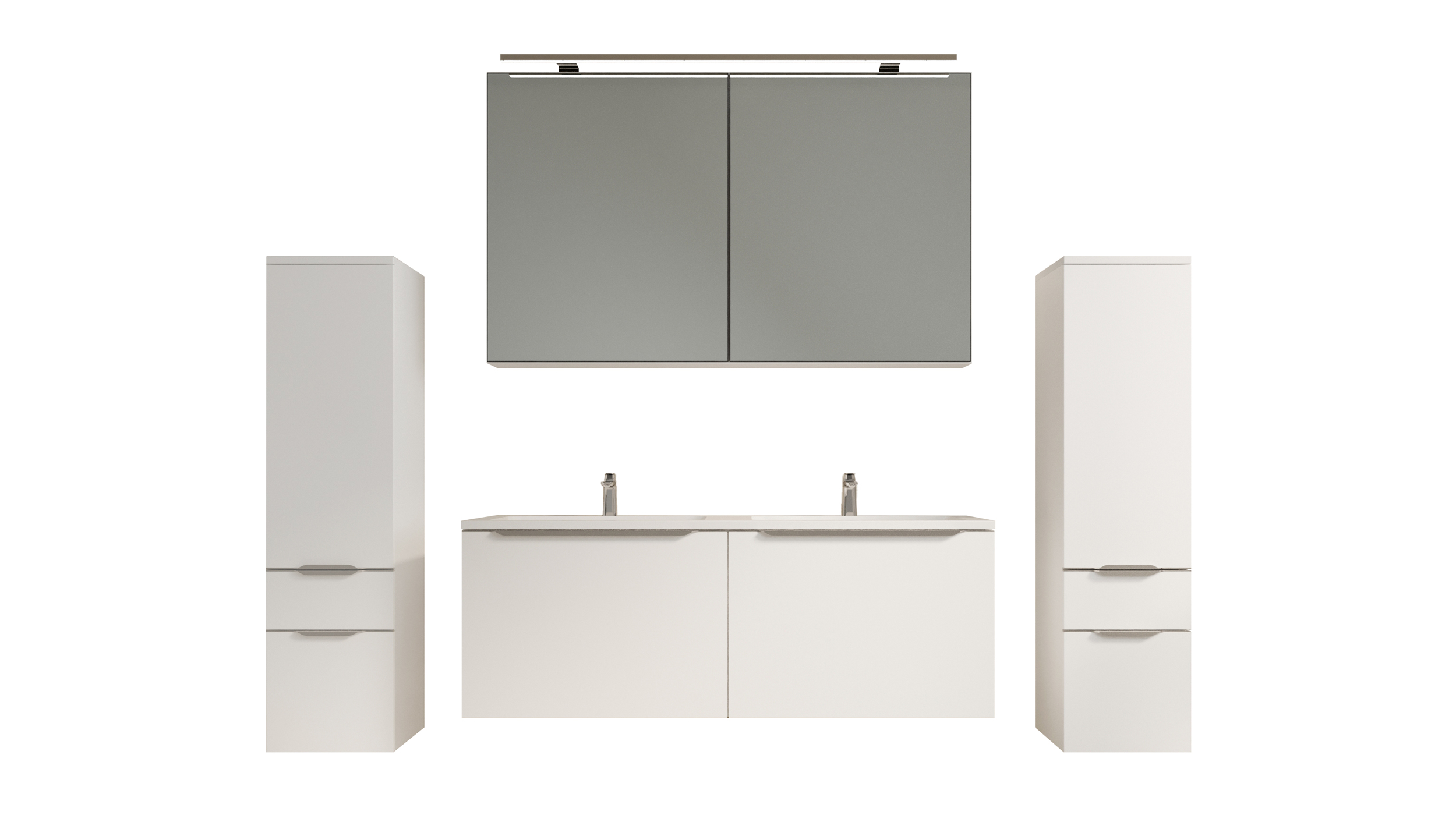 Badmöbel-Set weiß matt - 4 Teile - Waschtisch 121 cm - SANTANA