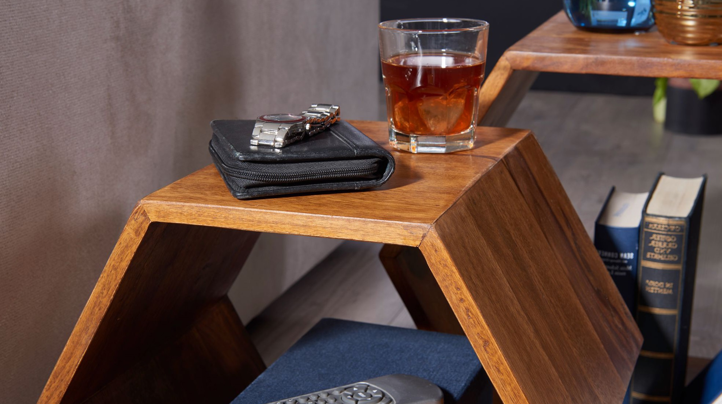 Beistelltisch 2er-Set Sheesham massiv gebeizt - 46 x 30 cm - TAMO