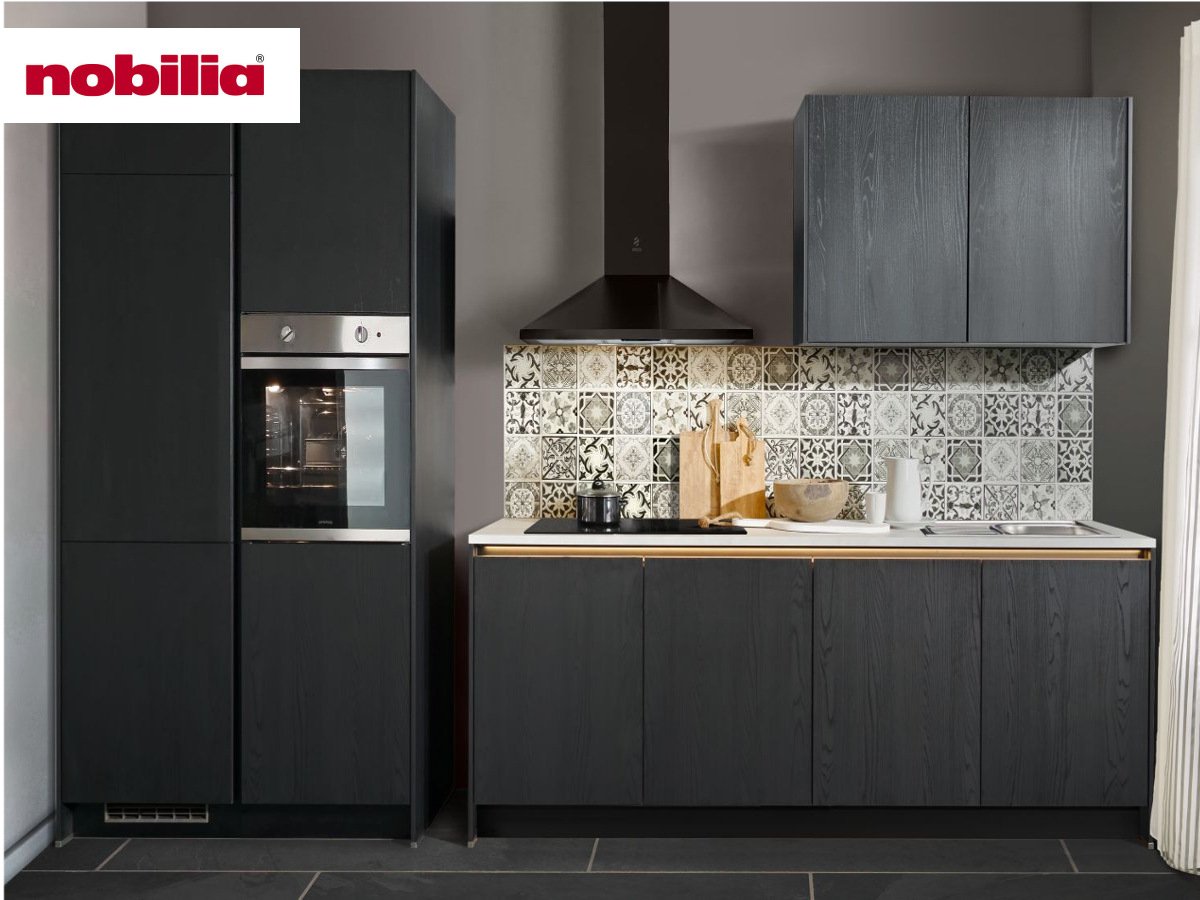 Küchenzeile 243,2 + 123,2 cm - mit Geräten - Küchenfronten matt - PLAN