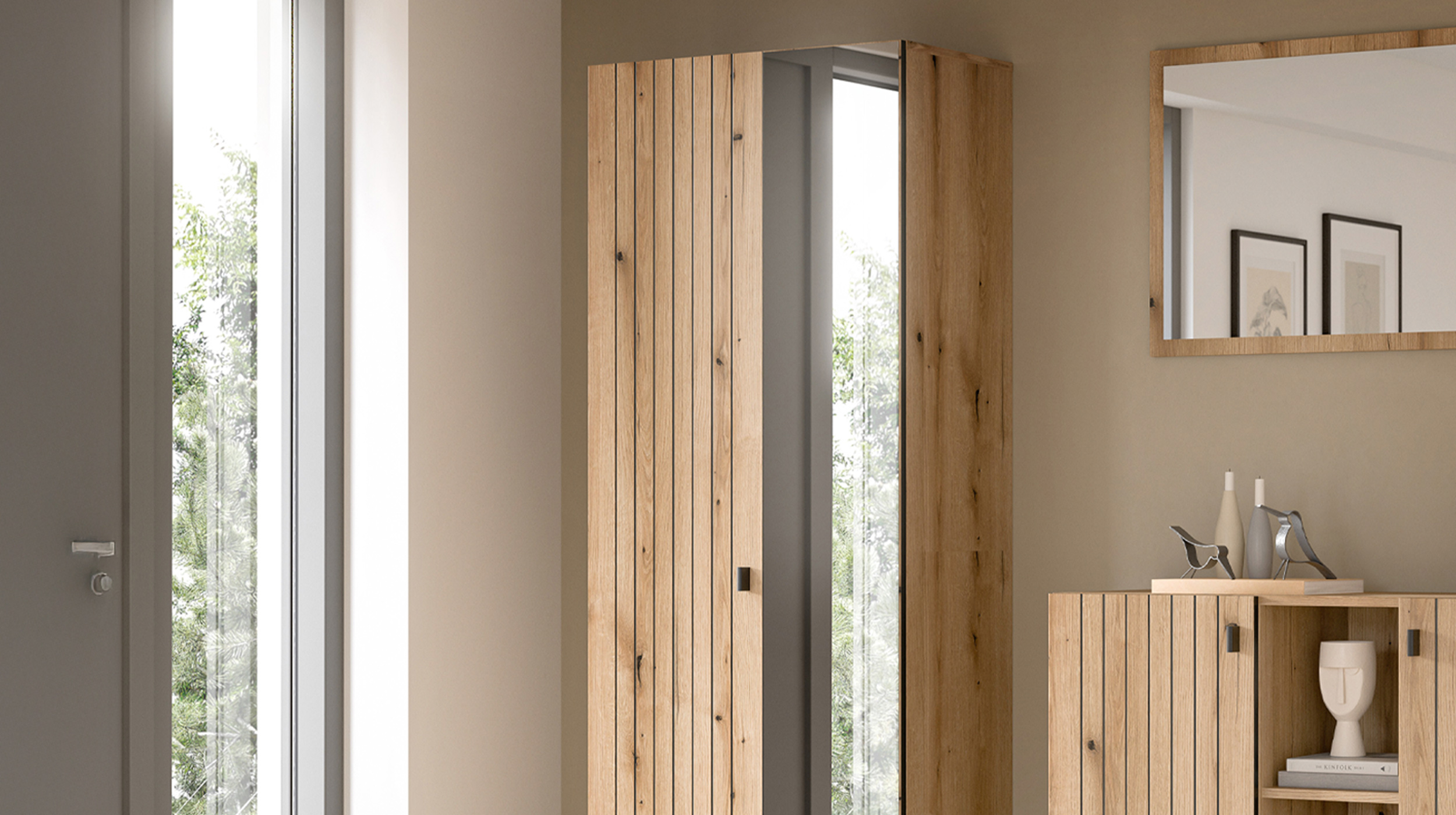 Garderobenschrank mit Spiegel Evoke Eiche 70 cm - STATION