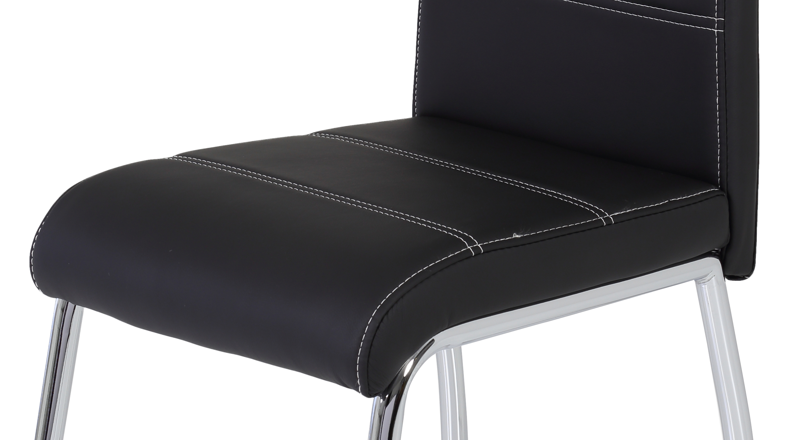 Polsterstuhl schwarz Metallgestell - Lederlook - SUSI