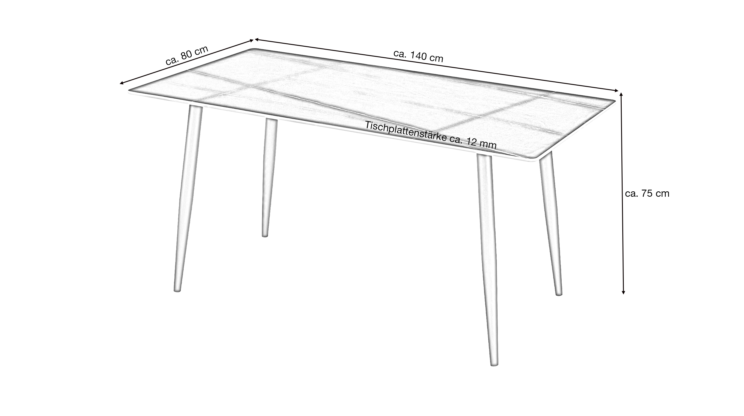 Esstisch 140 x 80 cm Keramikoptik - MALIO