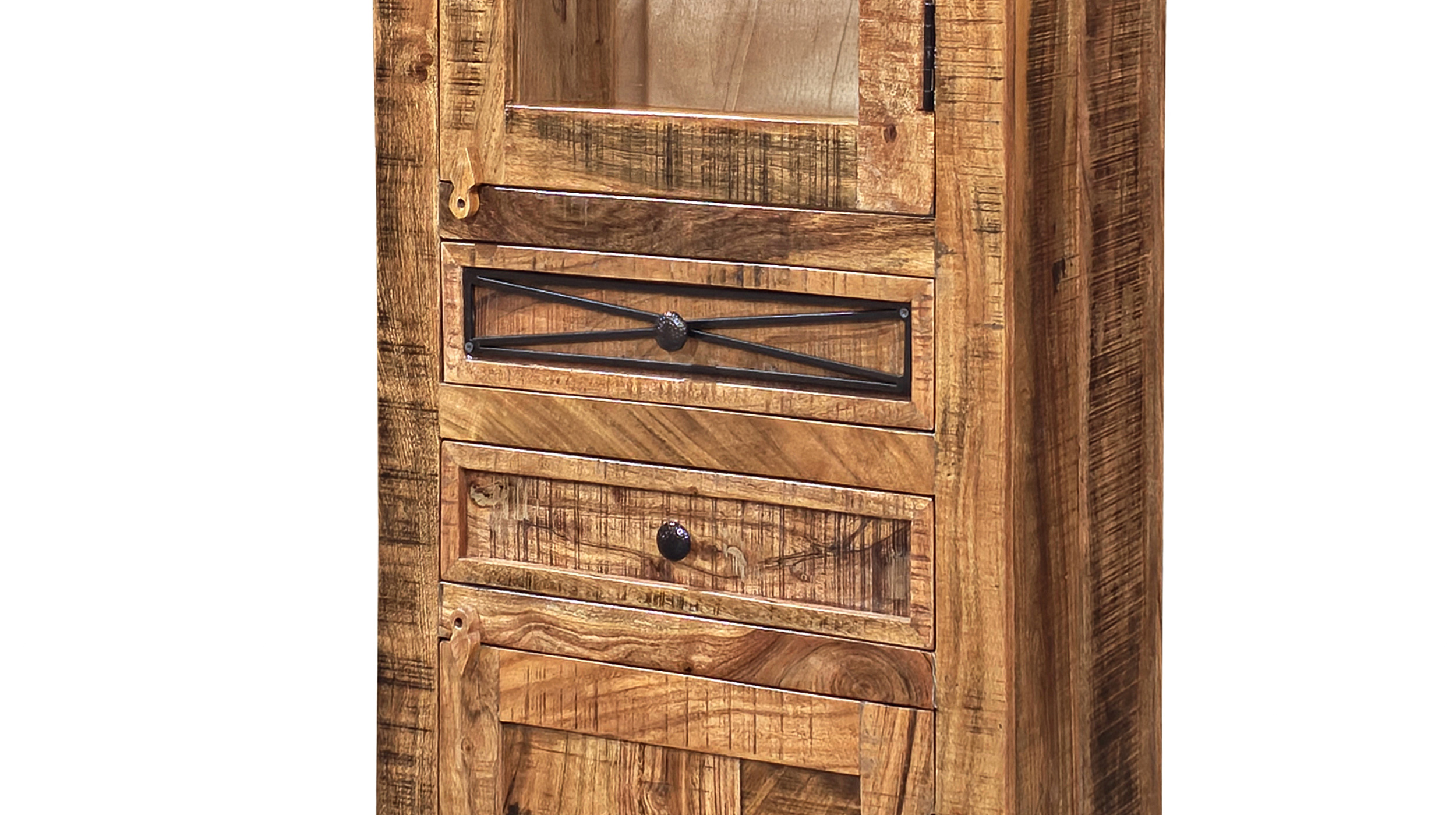 Vitrine mit Glastür Akazie massiv lackiert montiert 60 cm - ACANO