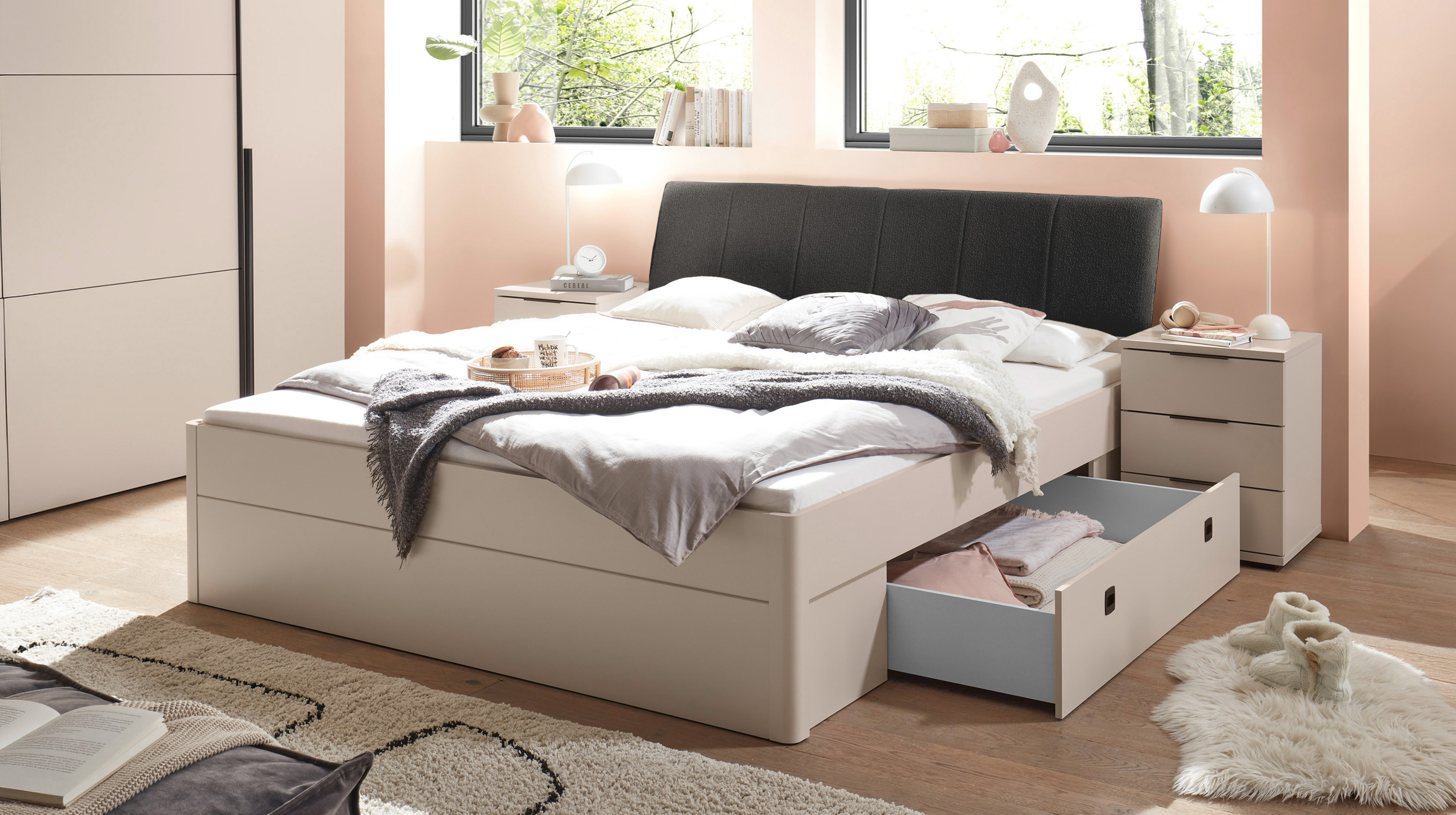 Futonbett 180 x 200 cm Doppelbett beige - CARANO