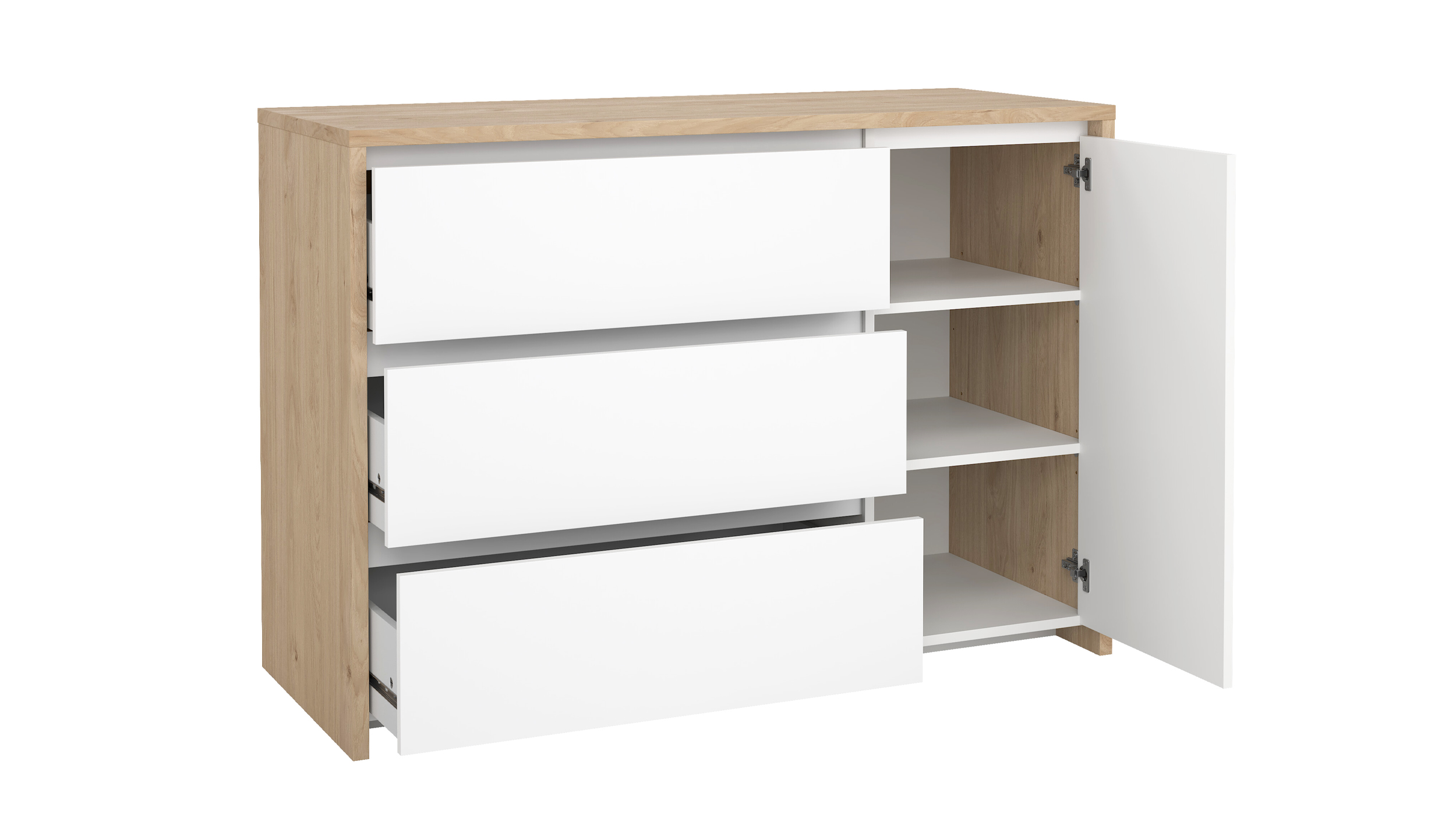 Kommode weiß hochglanz - Jackson Hickory 119 cm x 48 cm - NEXT