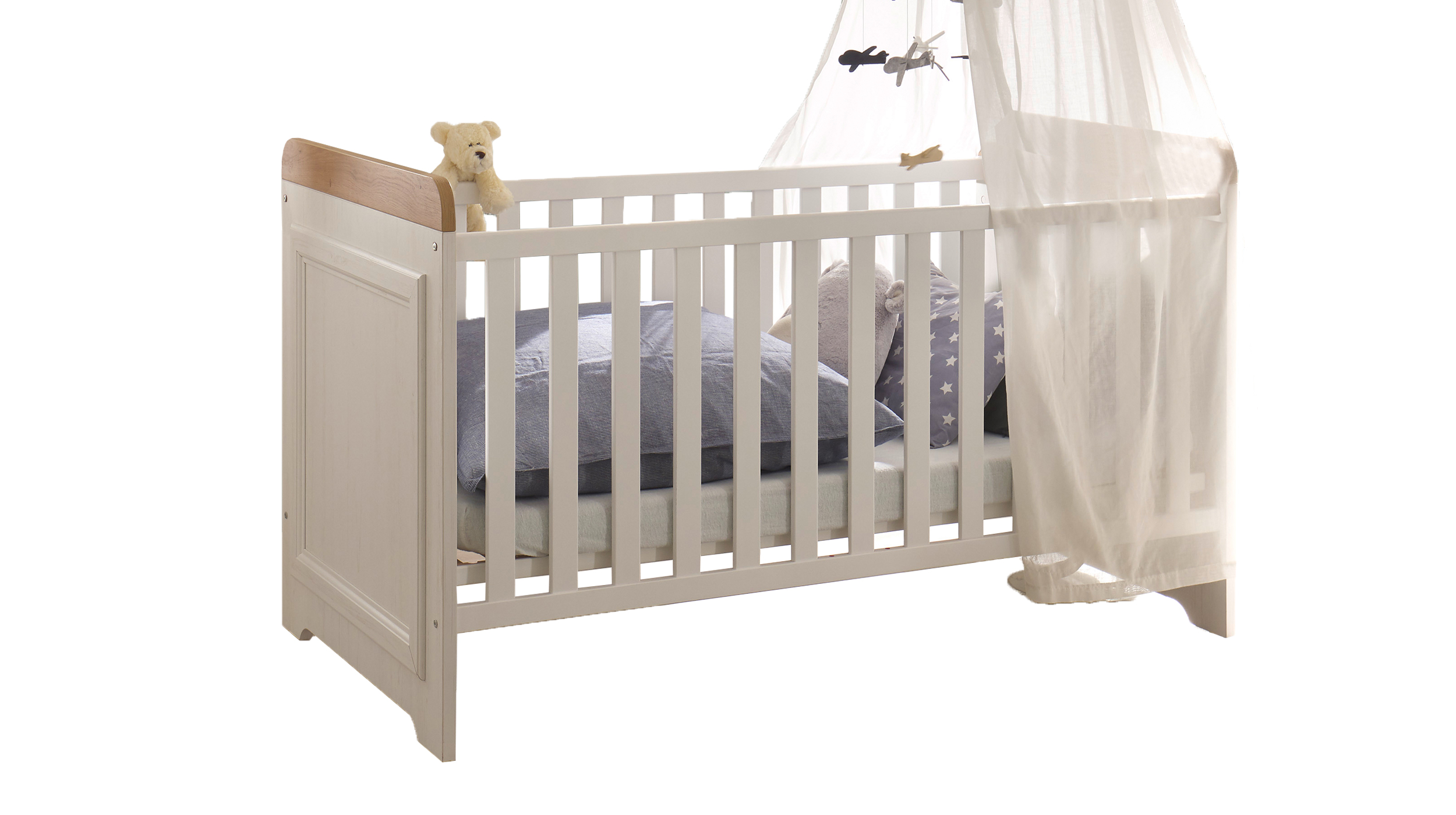 Kinderbett Babybett 70 x 140 cm Anderson Pinie weiß - JASMIN 