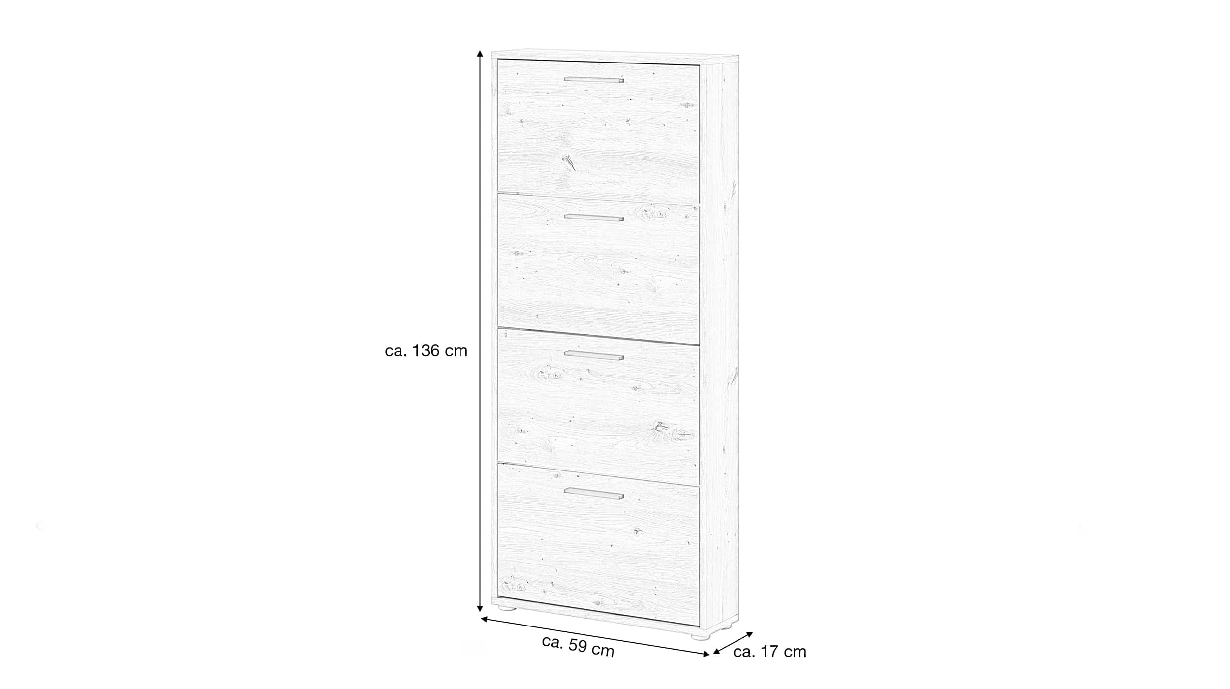 Schuhschrank Artisan Eiche - 59 x 136 cm - SAM