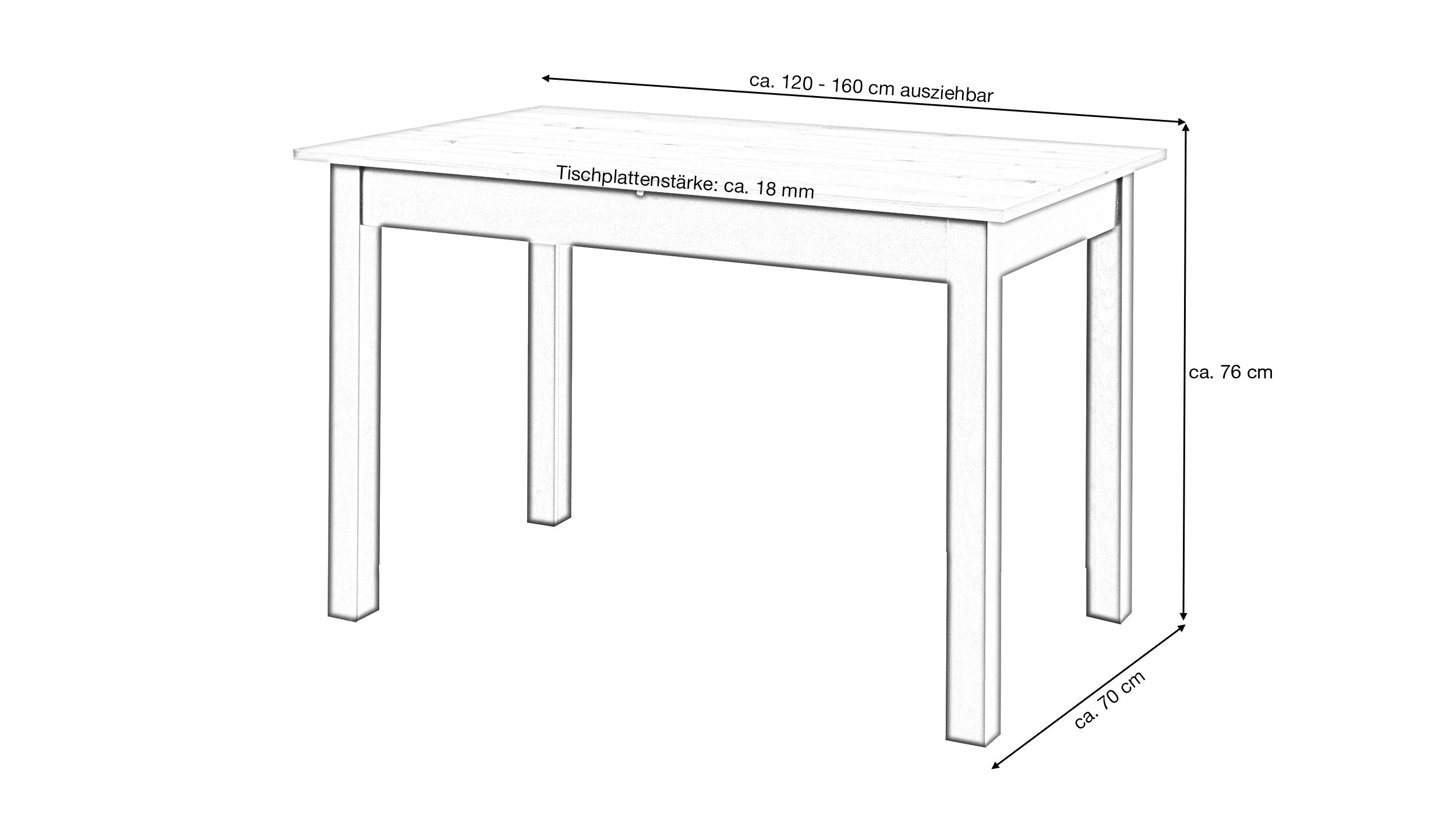Esstisch 120 - 160 cm ausziehbar Artisan Eiche - COBURG