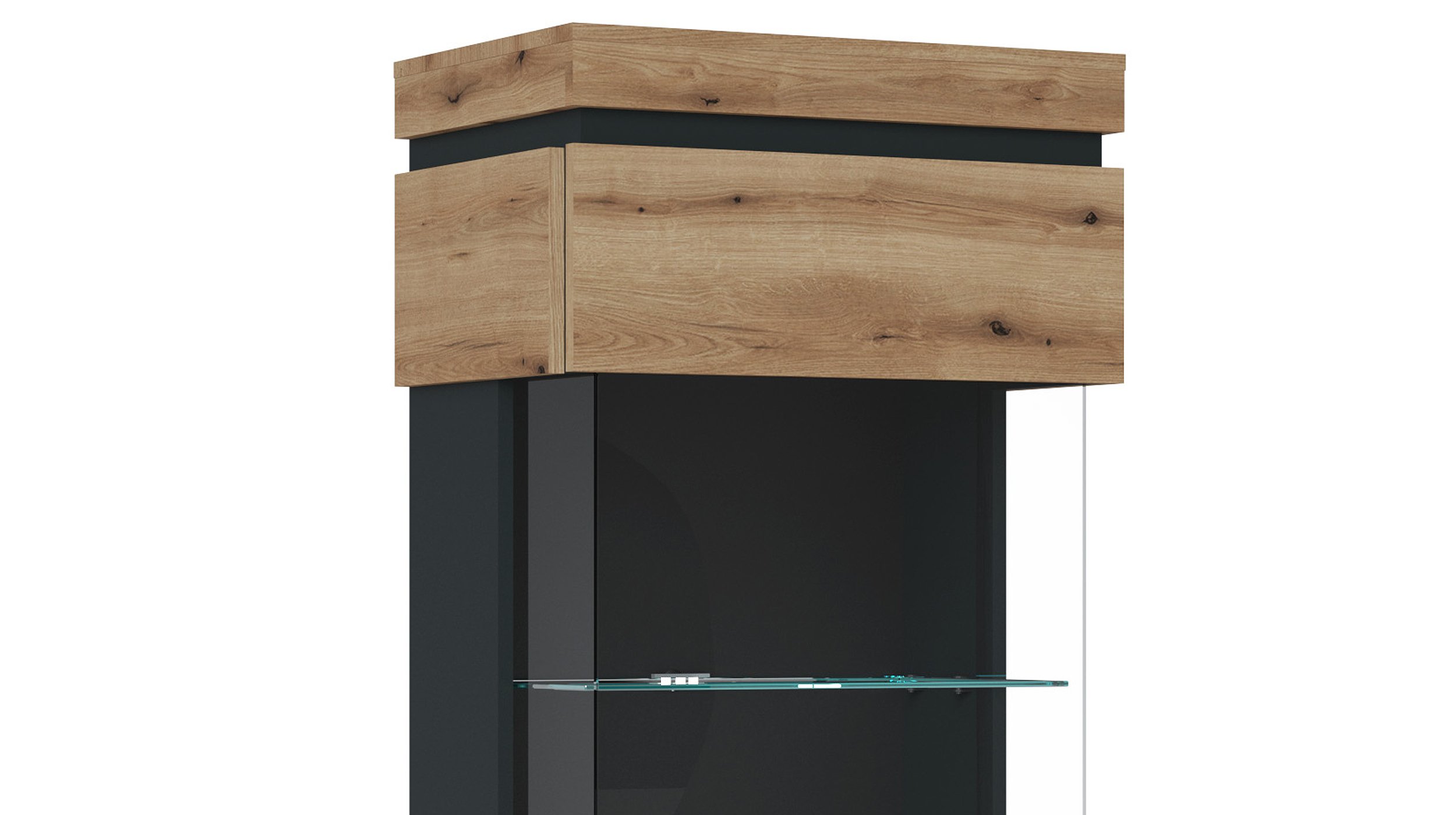 Vitrine mit Glastür Coast Evoke Eiche - grau Breite 60 cm - CORTE