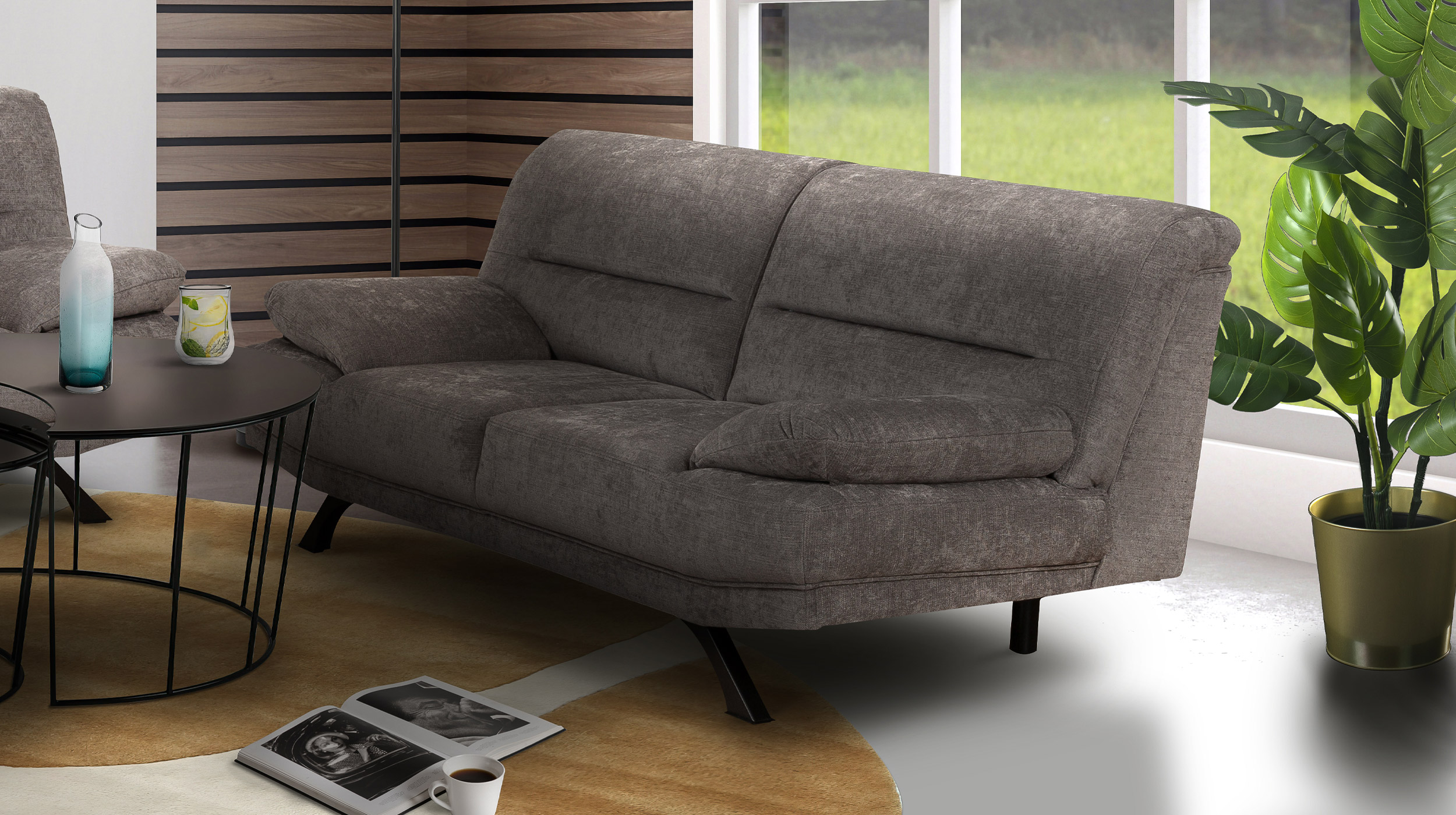 Einzelsofa 2-Sitzer grau 191 cm - BRUNO