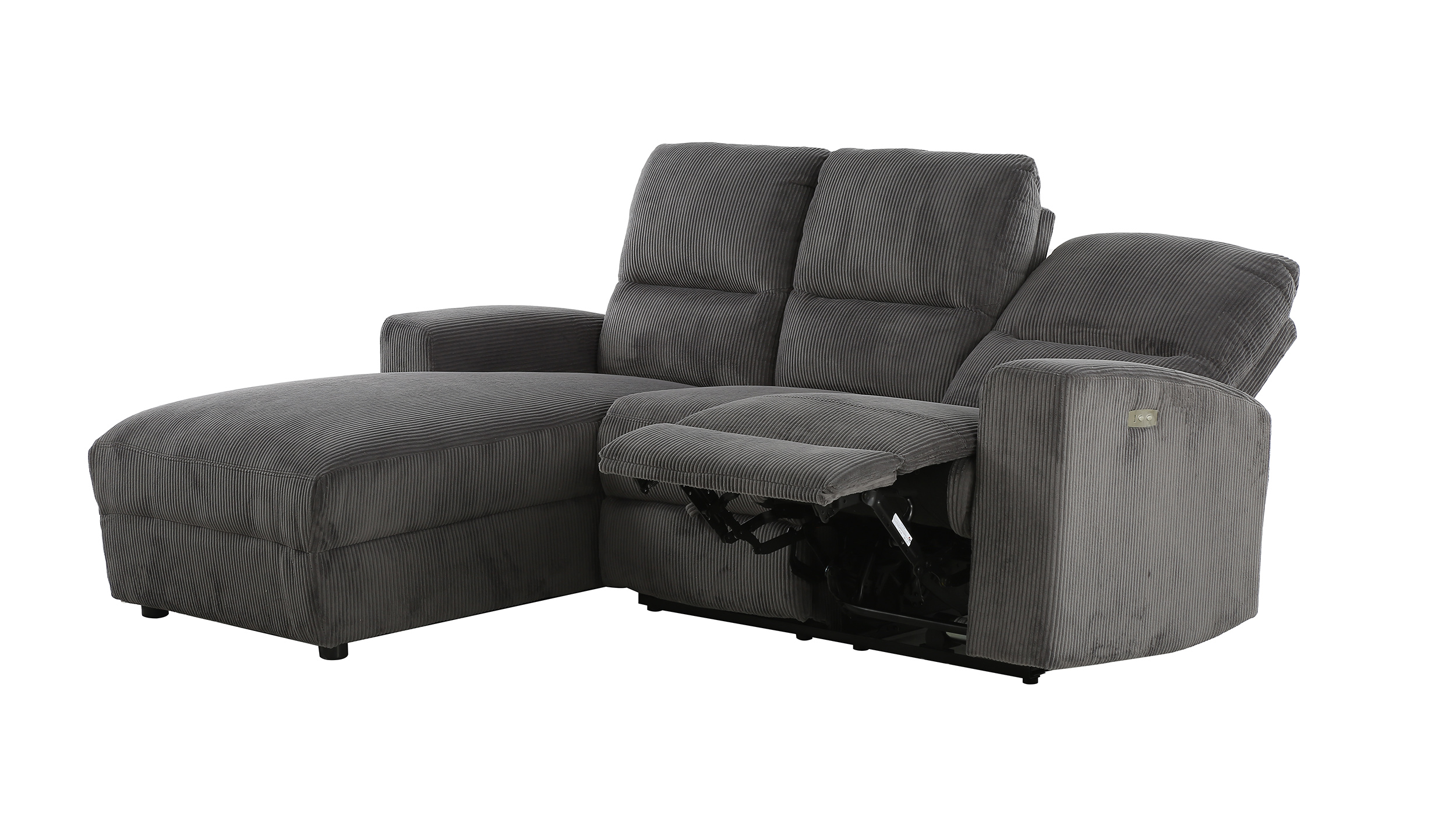 Ecksofa Cord grau 216 x 156 cm Relaxfunktion Federkern - PALINA