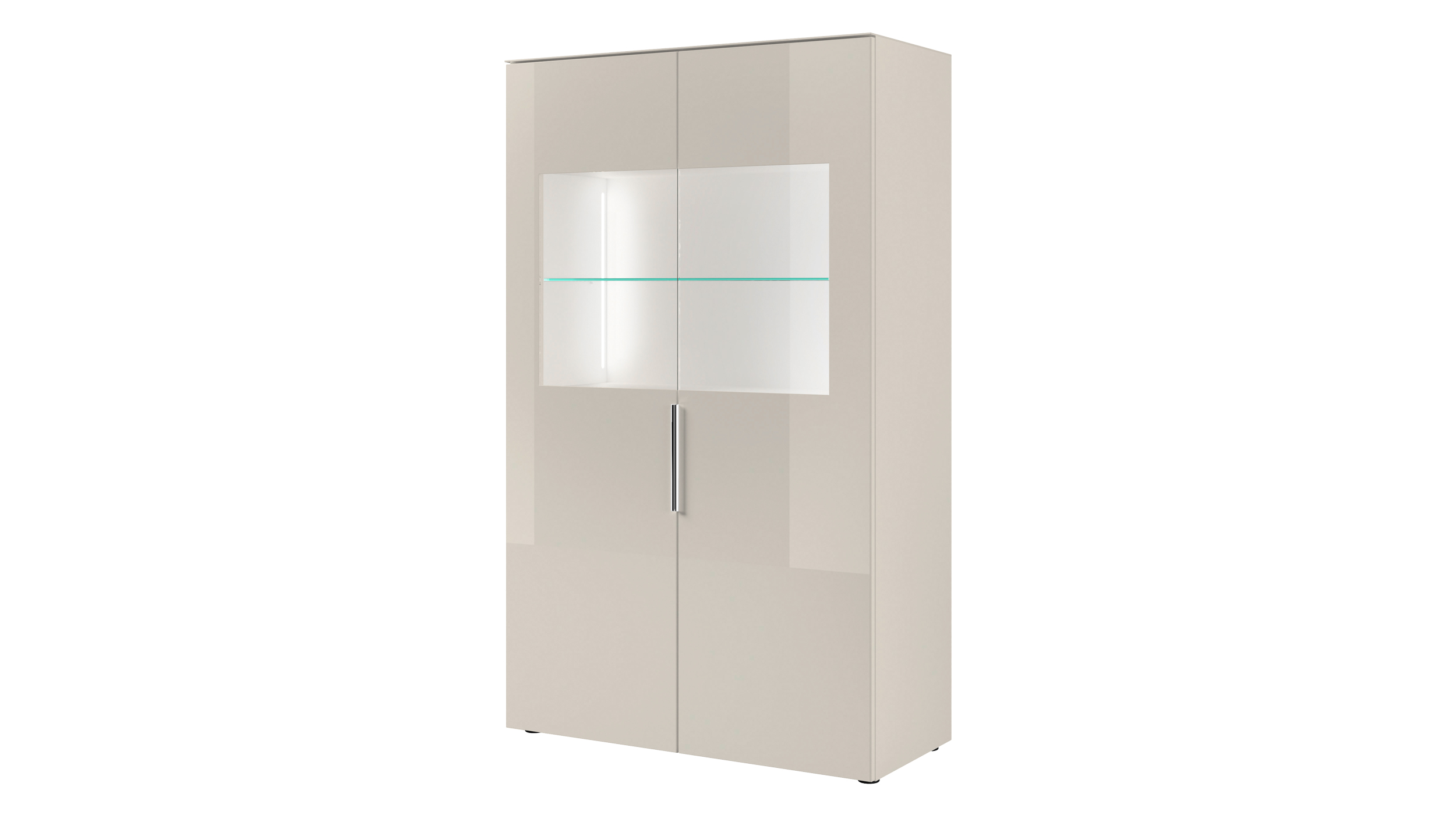 Vitrine mit Beleuchtung kaschmir-beige Glasfront - 90 cm - SANTORIN