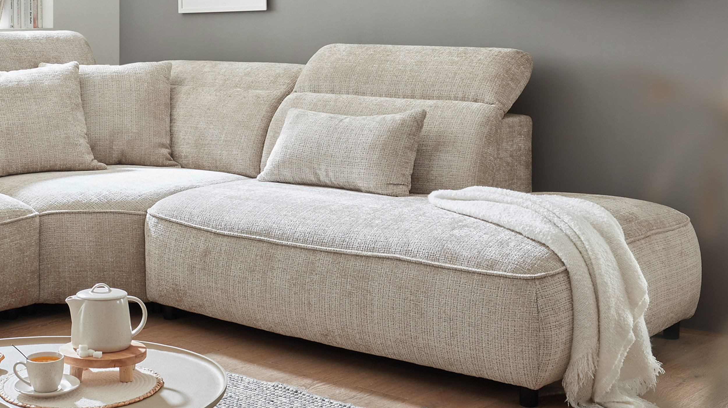 Ecksofa taupe - 339 x 285 cm - MANSFIELD