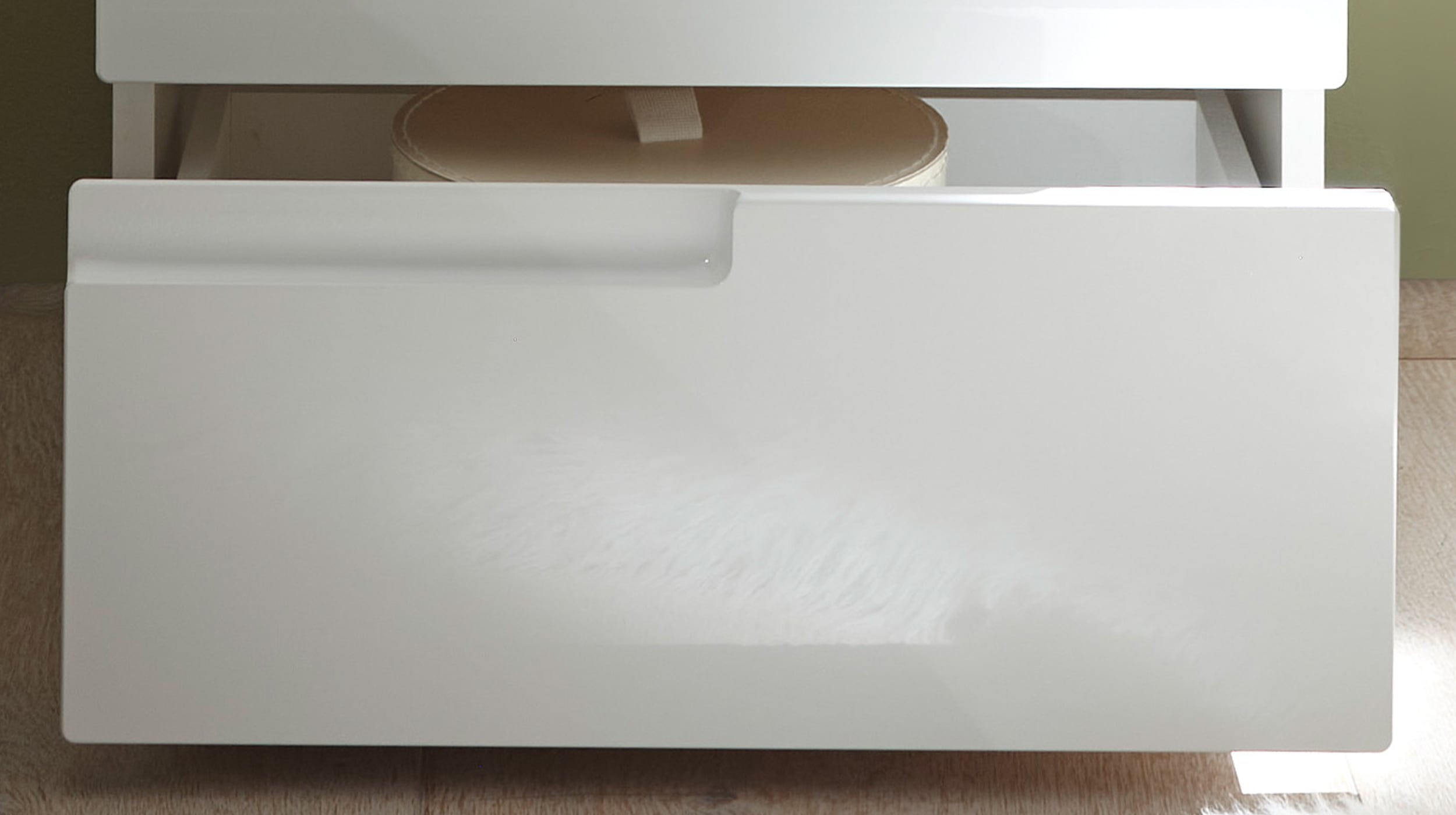 Nachttisch weiß hochglanz 46 x 42 cm 2 Schubladen - SPICE