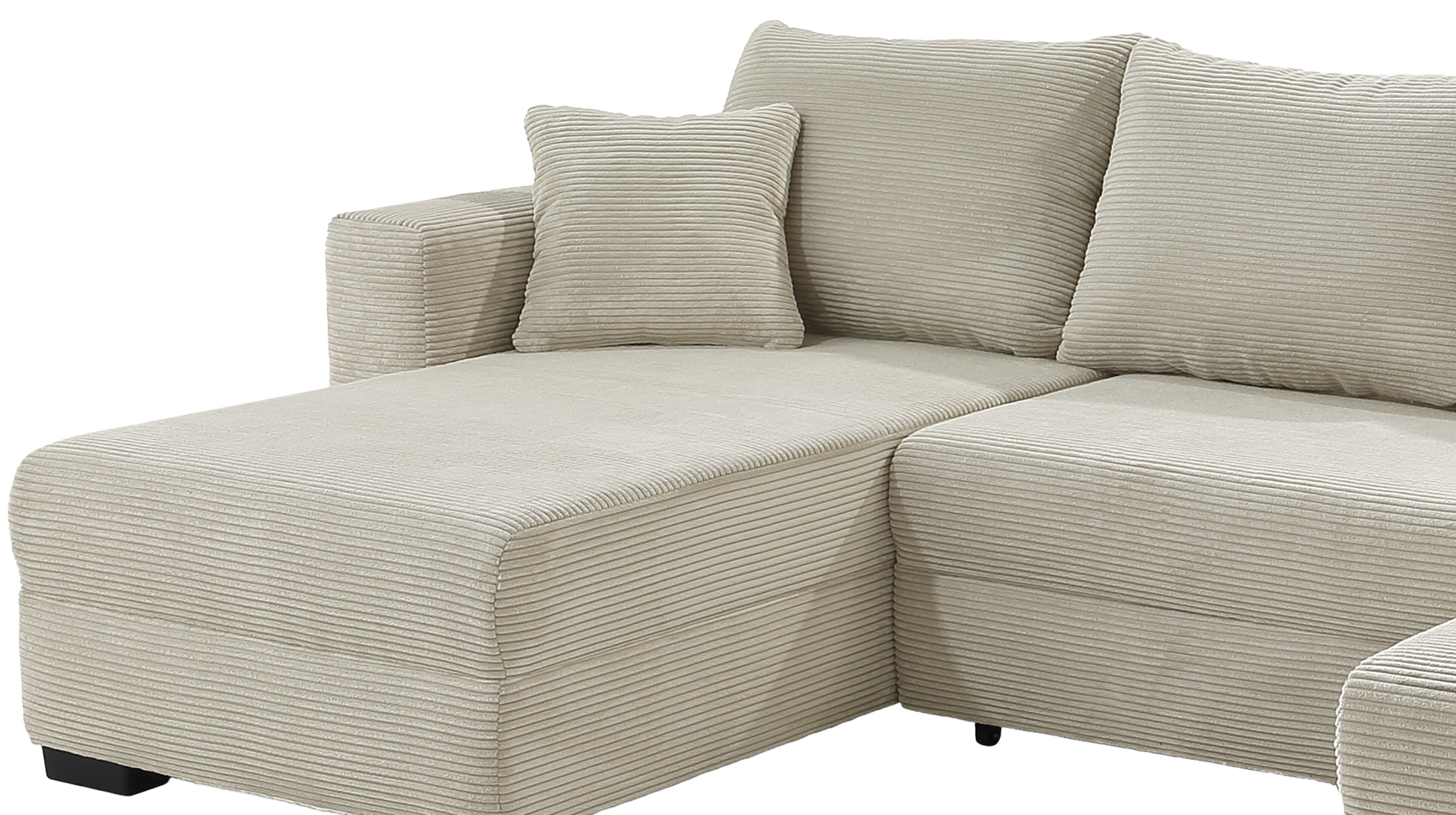 Wohnlandschaft Cord beige Schlaffunktion 342 cm - SELMA