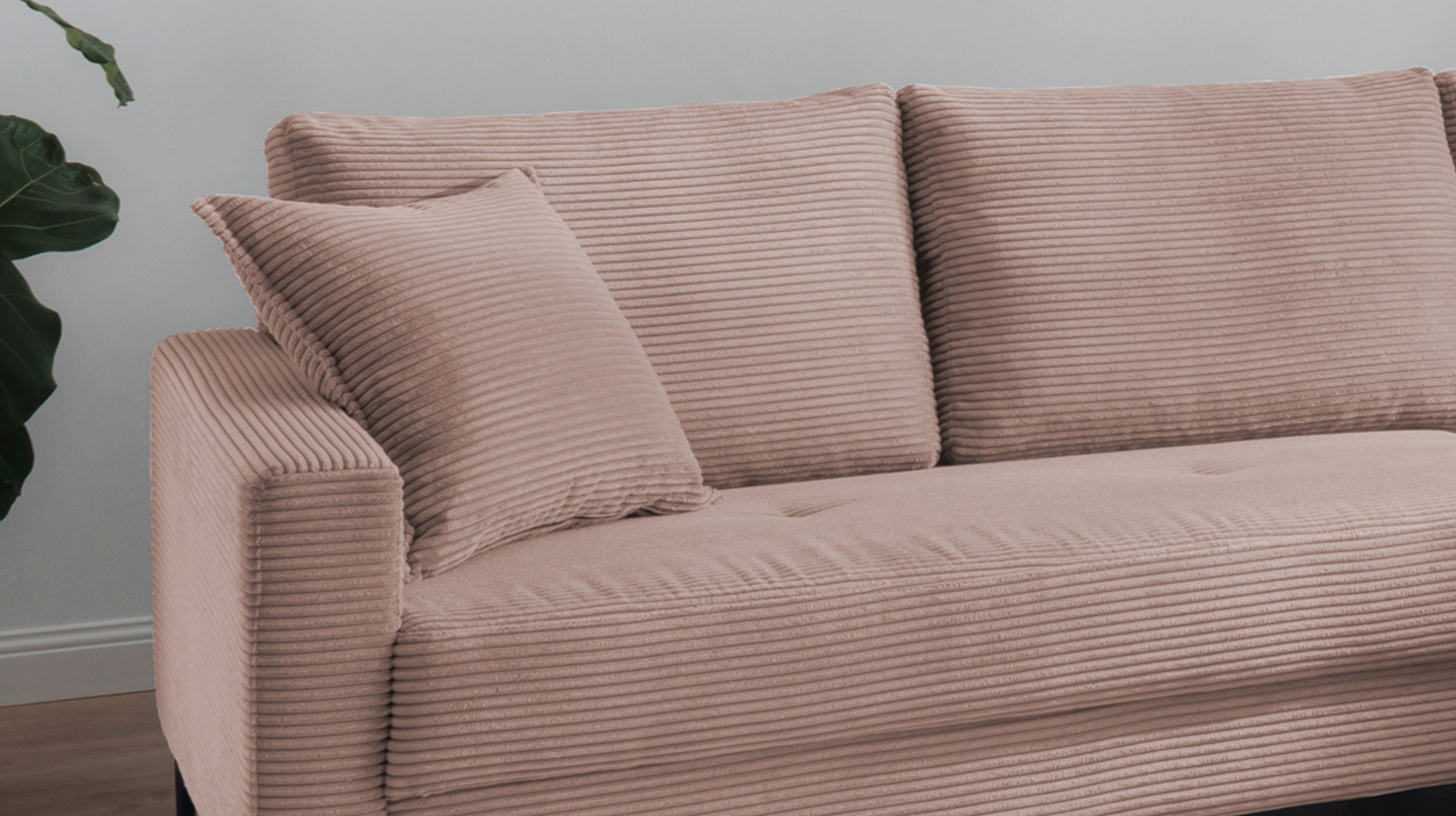 Ecksofa Cord rosa 276 x 173 cm - SUMMER