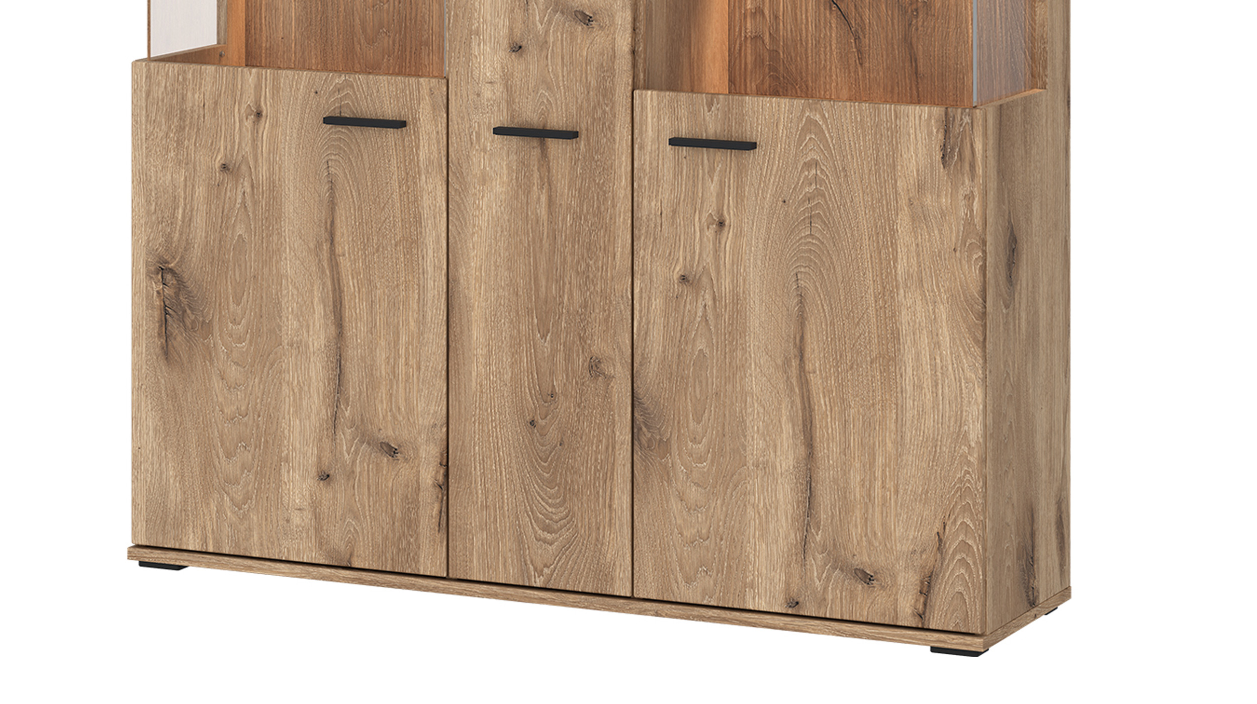 Highboard mit 2 Glastüren Viking Eiche - Beleuchtung 115 cm - PARDOO