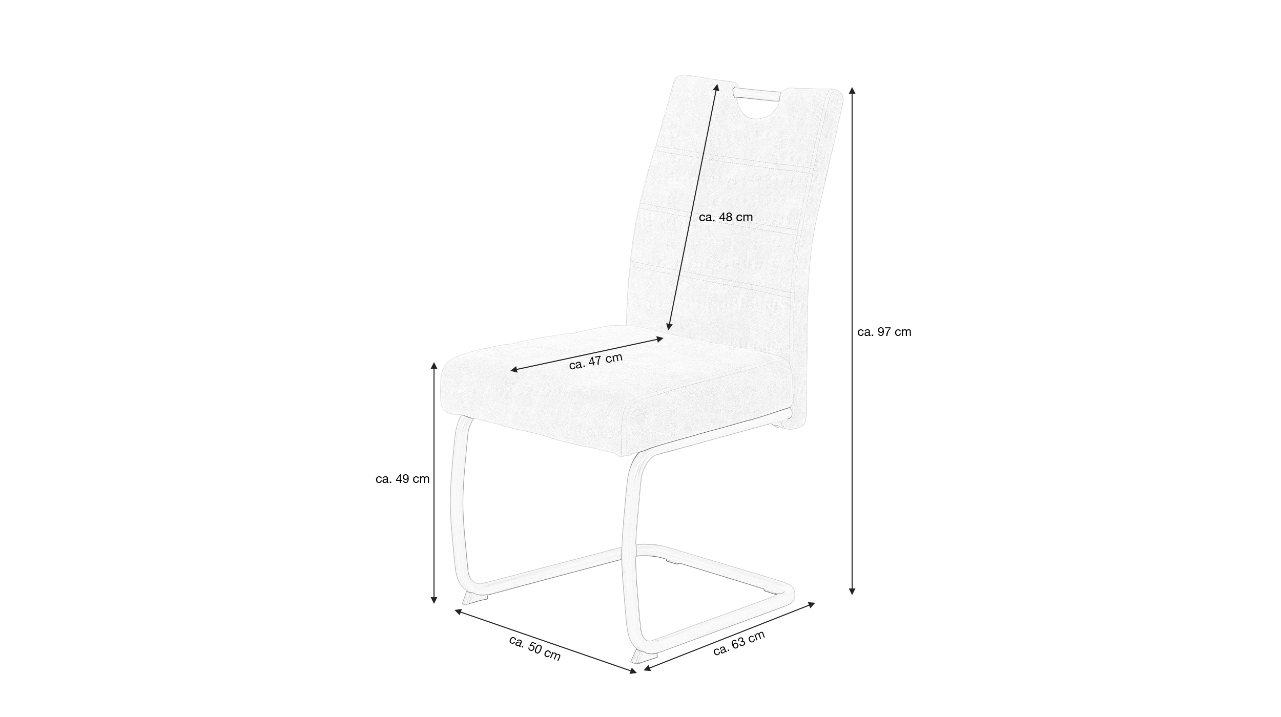 Schwingstuhl grau mit Taschenfederkern-Polsterung - Luxus Komfortsitz - LAURINA