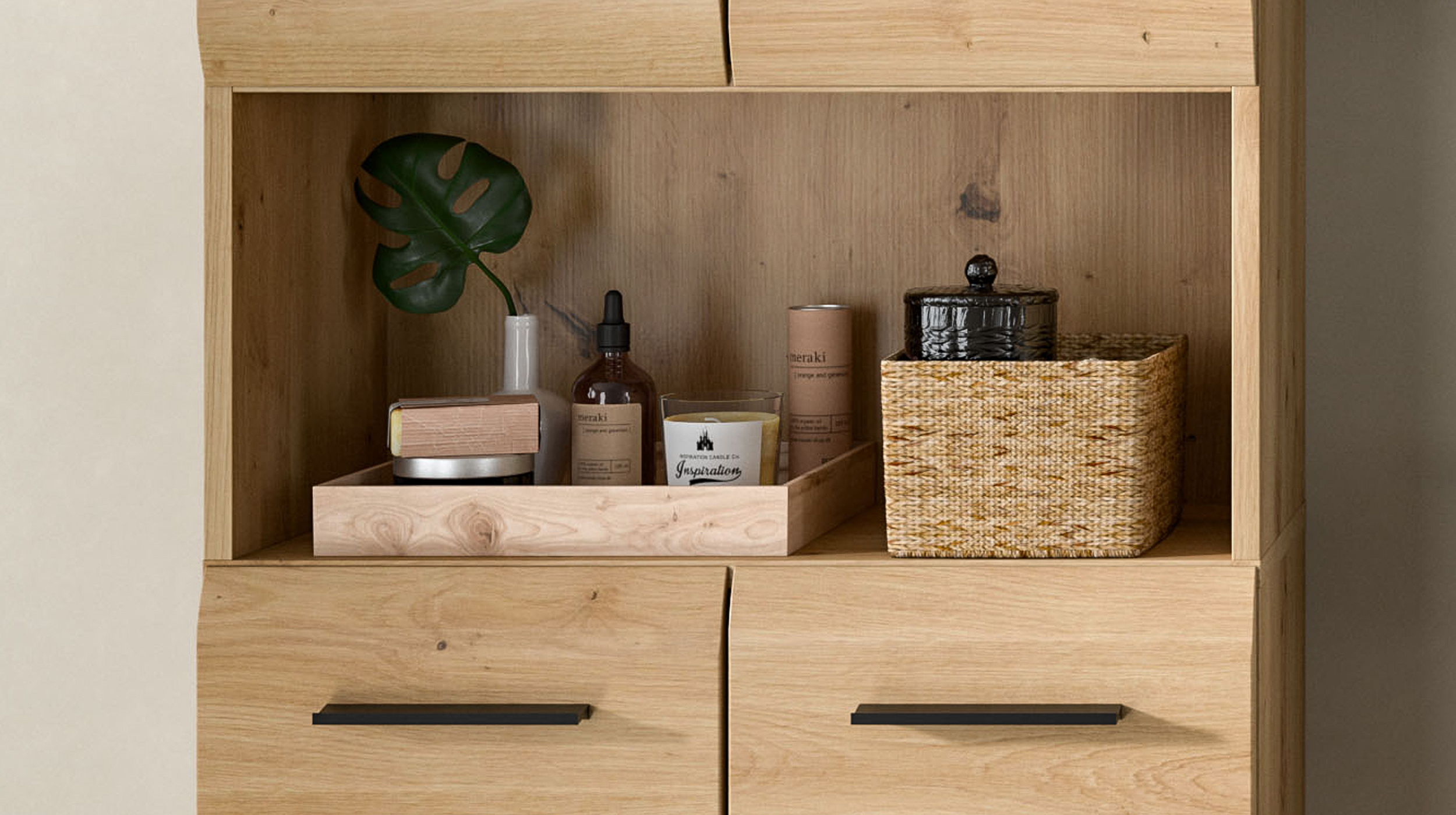 Bad Hochschrank Artisan Eiche 4 Türen Breite 60 cm - ICE