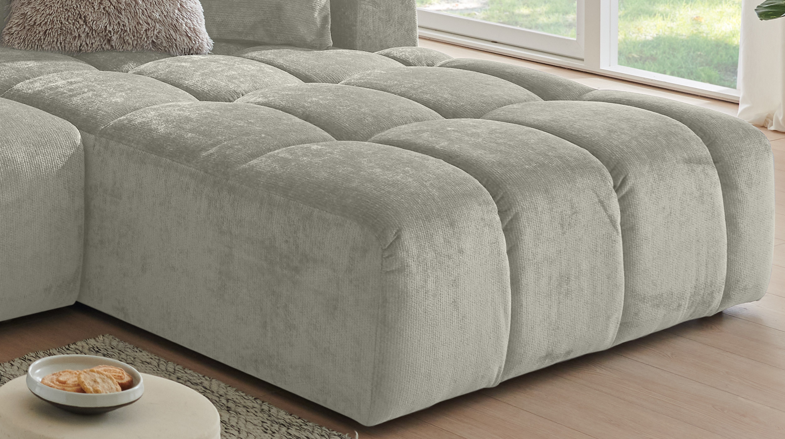 Ecksofa grau ausziehbar - Sitztiefenverstellung 288 cm - BINGO