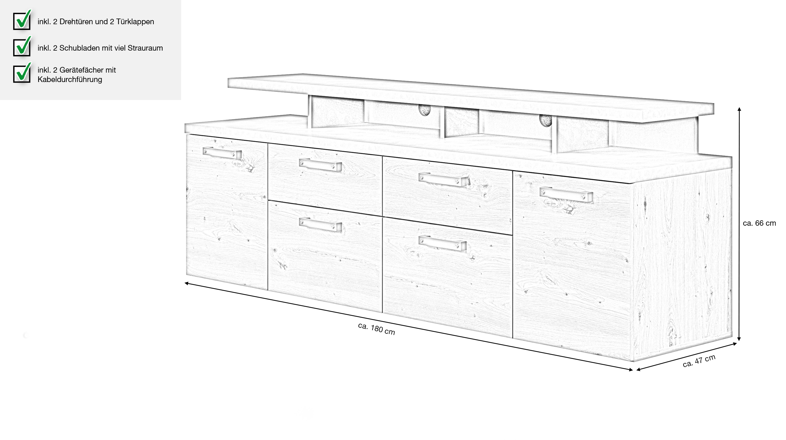 TV-Lowboard Artisan Eiche 180 cm - FOLLOW