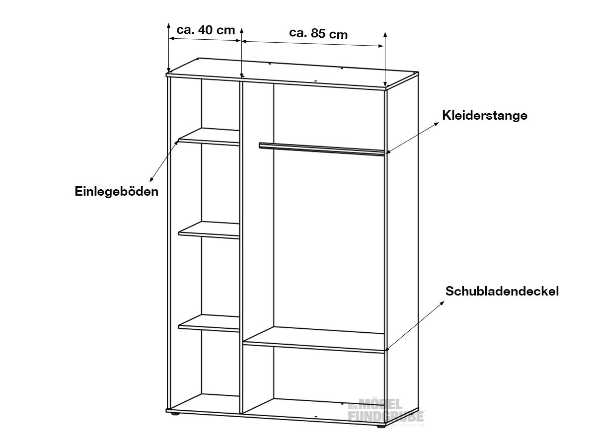 Kleiderschrank weiß 127 cm - von rauch - RASANT