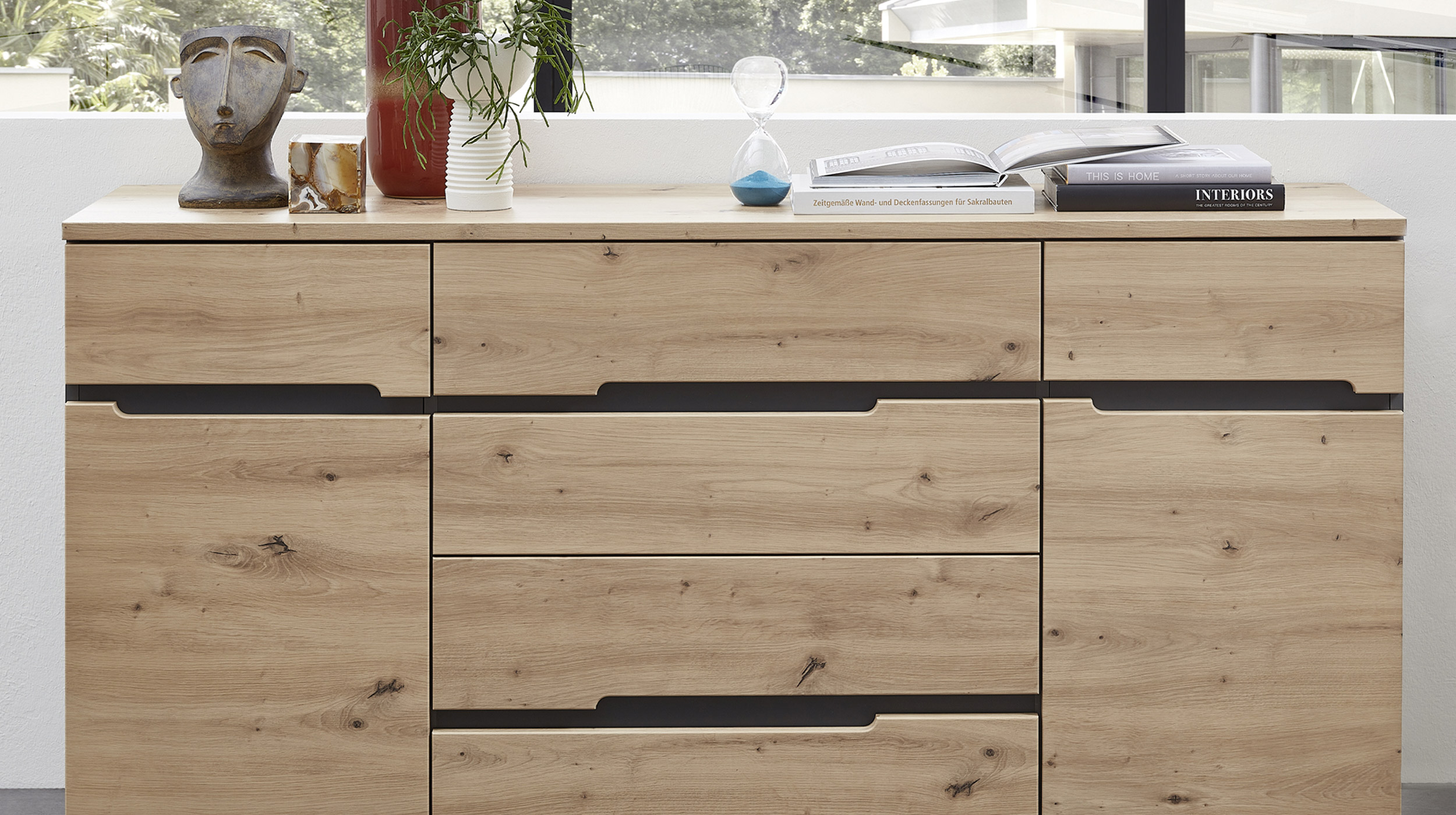 Sideboard mit 4 Schubladen Artisan Eiche - graphit 165 cm - MEMPHIS 