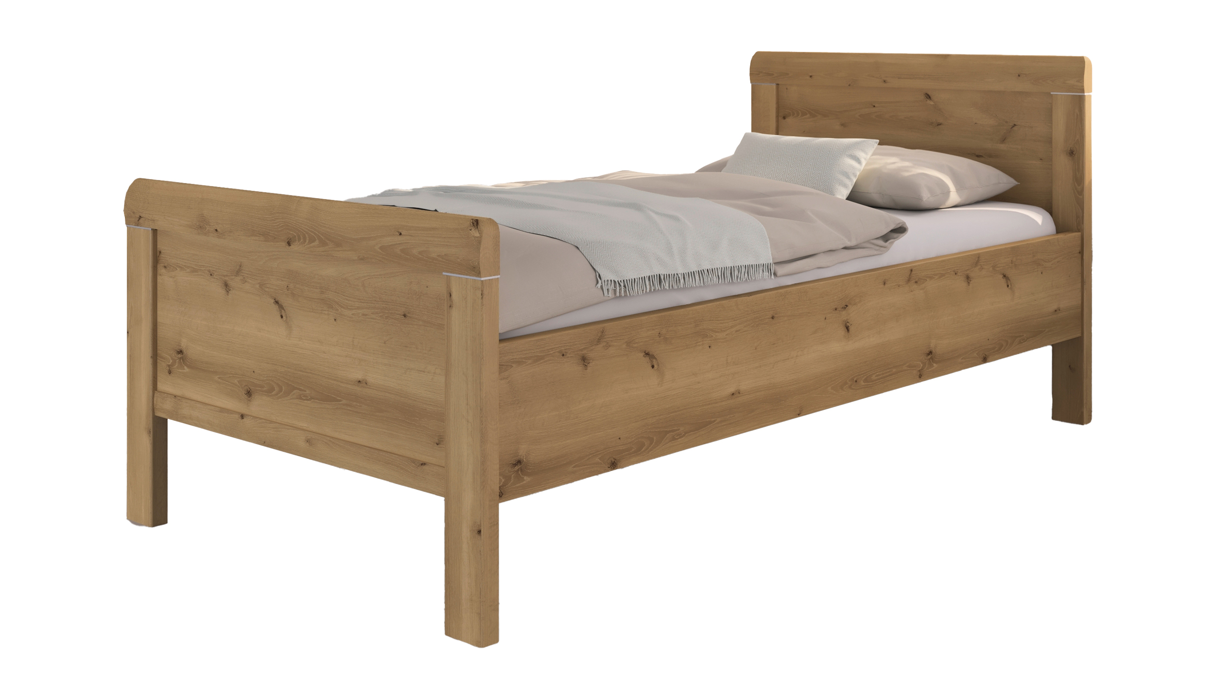 Einzelbett Futonbett 100 x 200 cm verstellbar Asteiche - rauch - EVELYN