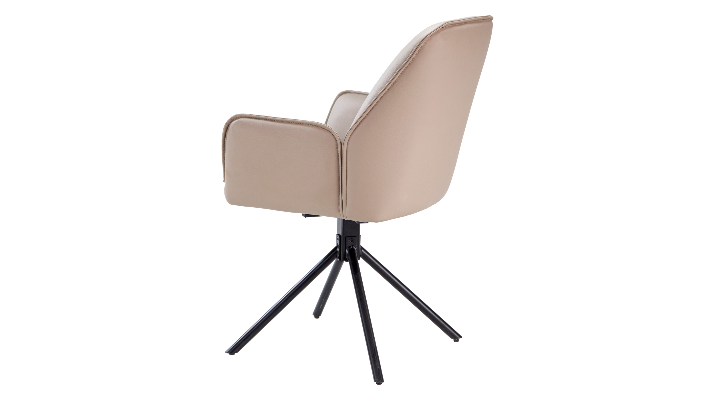 Armlehnstuhl beige Drehstuhl Leder - COVELO 