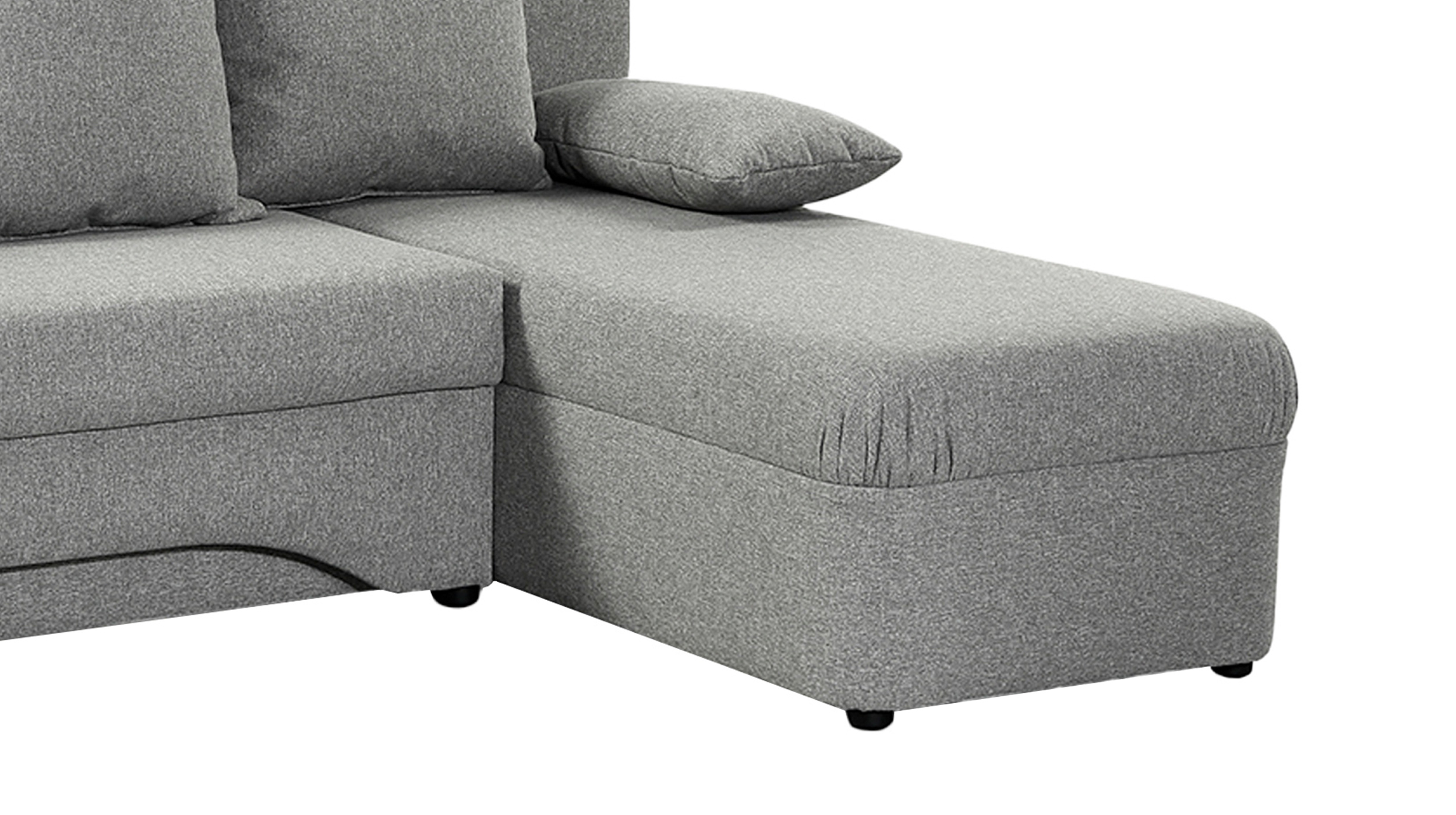 Ecksofa mit Schlaffunktion grau - mit Bettkasten 190 cm - PETRA