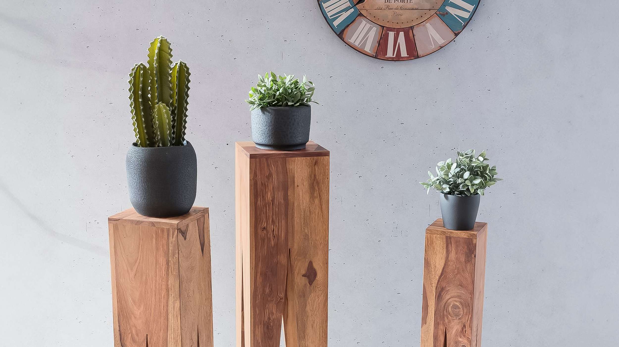 Beistelltisch 3er-Set Akazie massiv lackiert - 25 x 25 cm - SOFIE