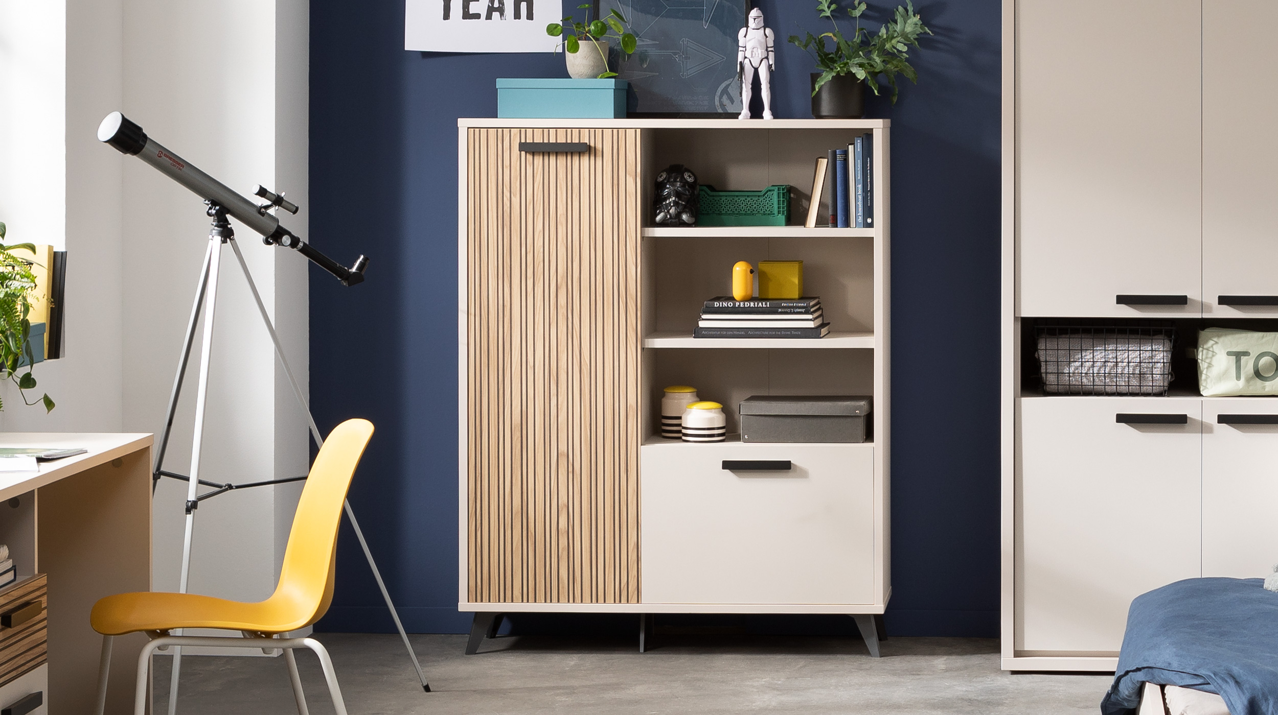 Highboard 2 Türen Eiche - beige - 101 cm - BRAVO
