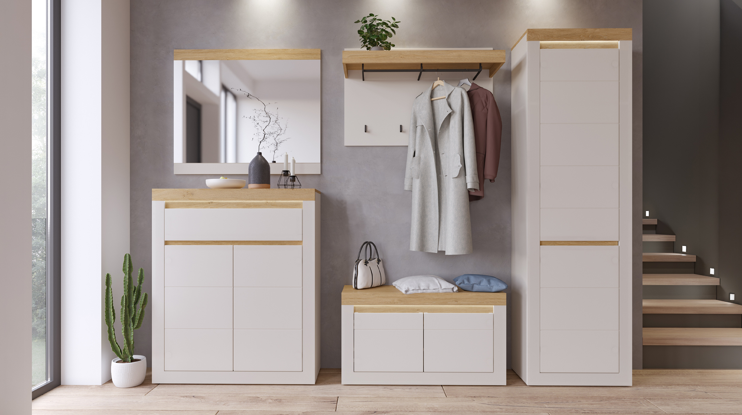 Garderobenbank beige Stone Eiche 94 cm - NAXXAR