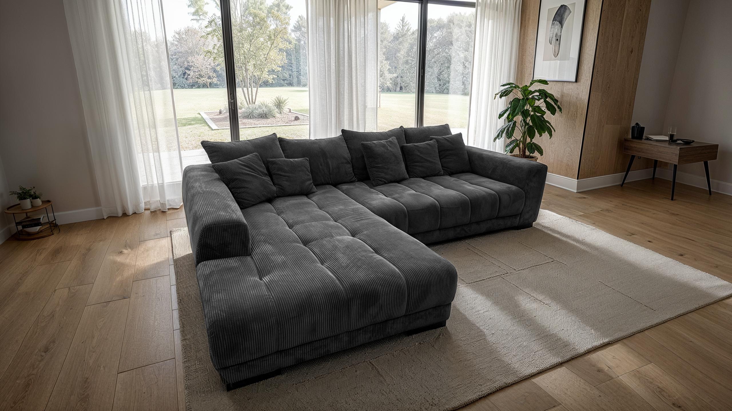 Ecksofa Cord grau 300 x 215 cm - ARTEMIS