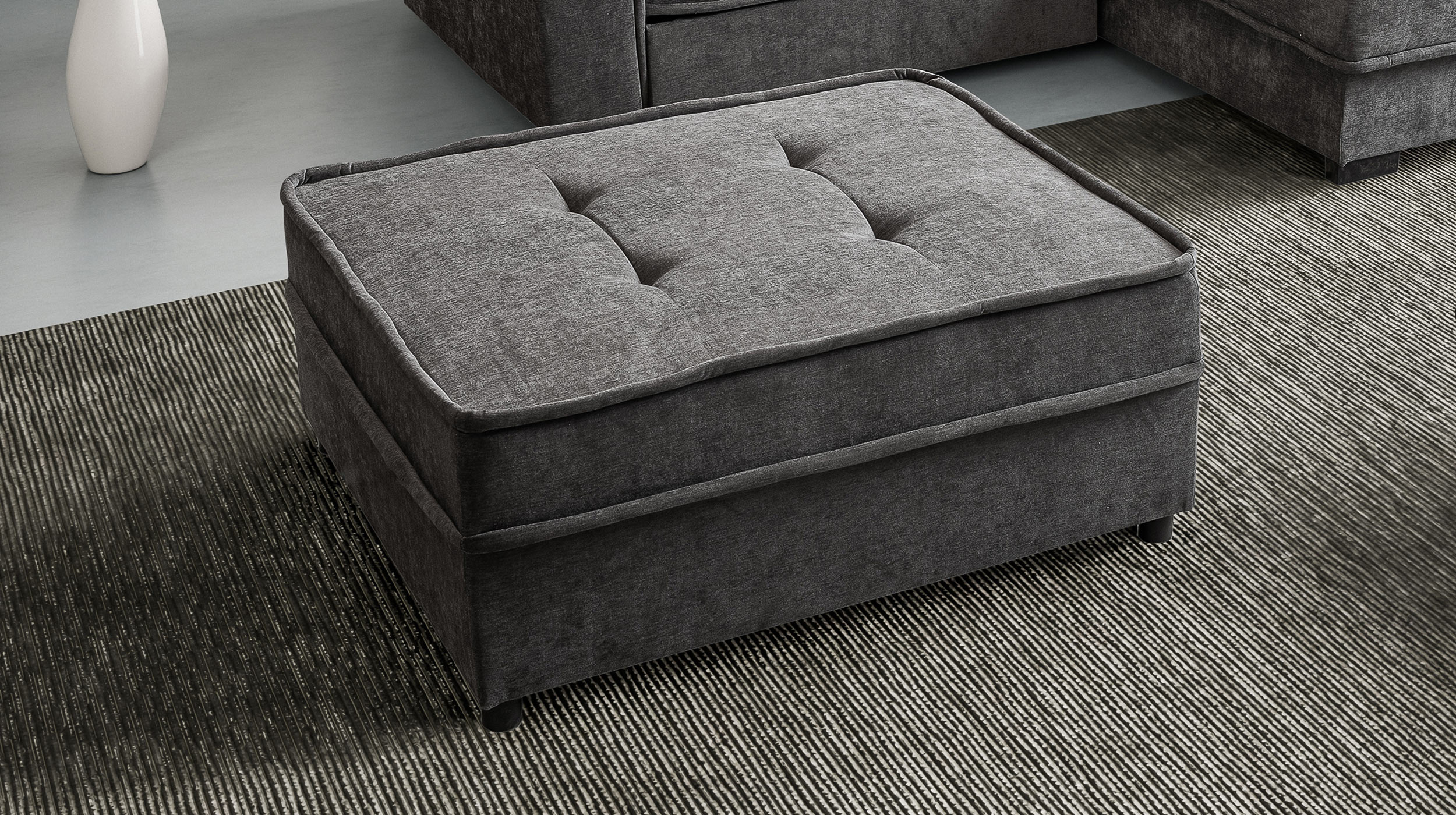 Hocker Sitzhocker 104 x 89 cm Chenille anthrazit - MONTEVIDEO