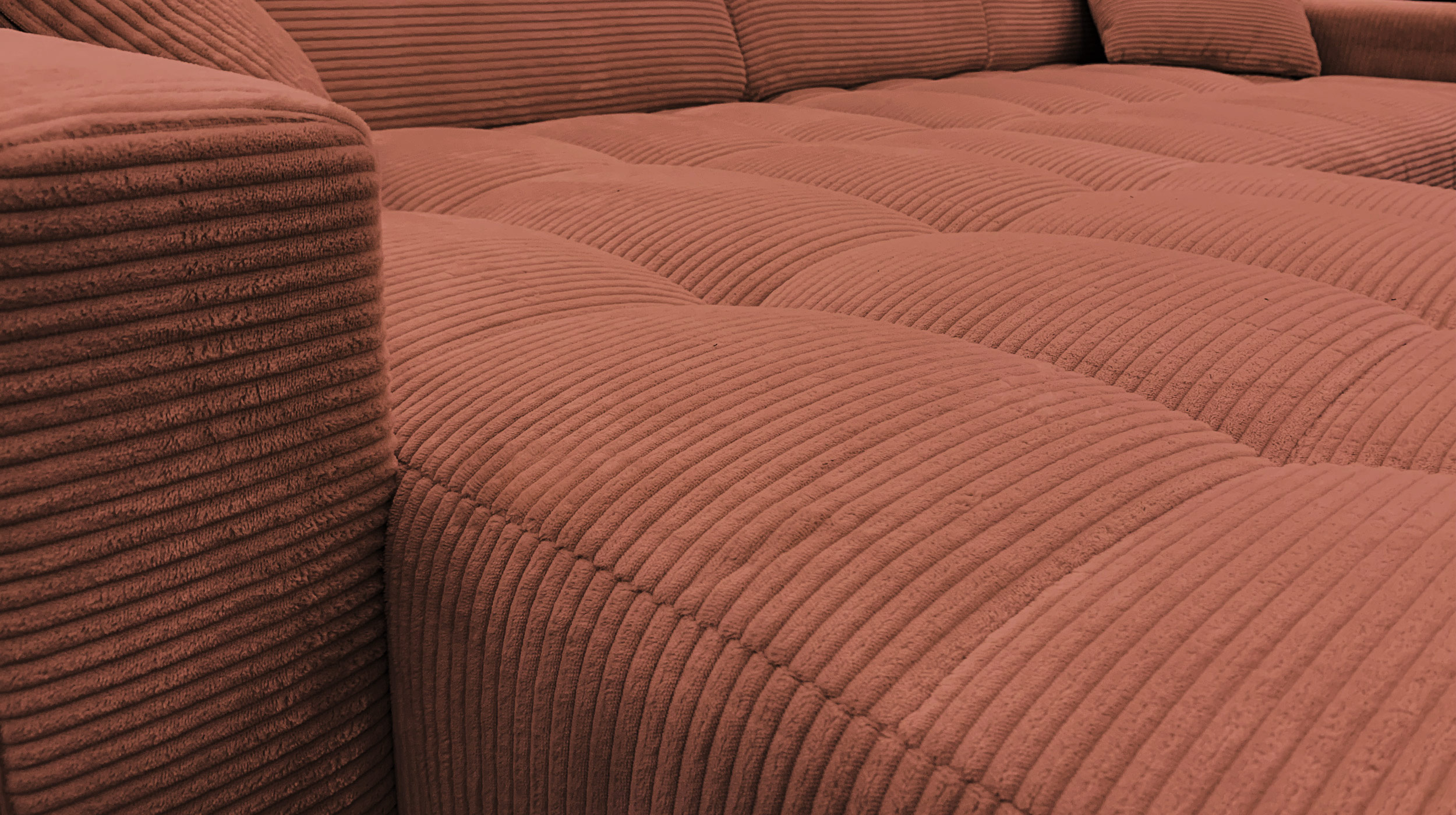 Ecksofa Cord rost - 256 x 180 cm - Sitztiefenverstellung - SIMPLE