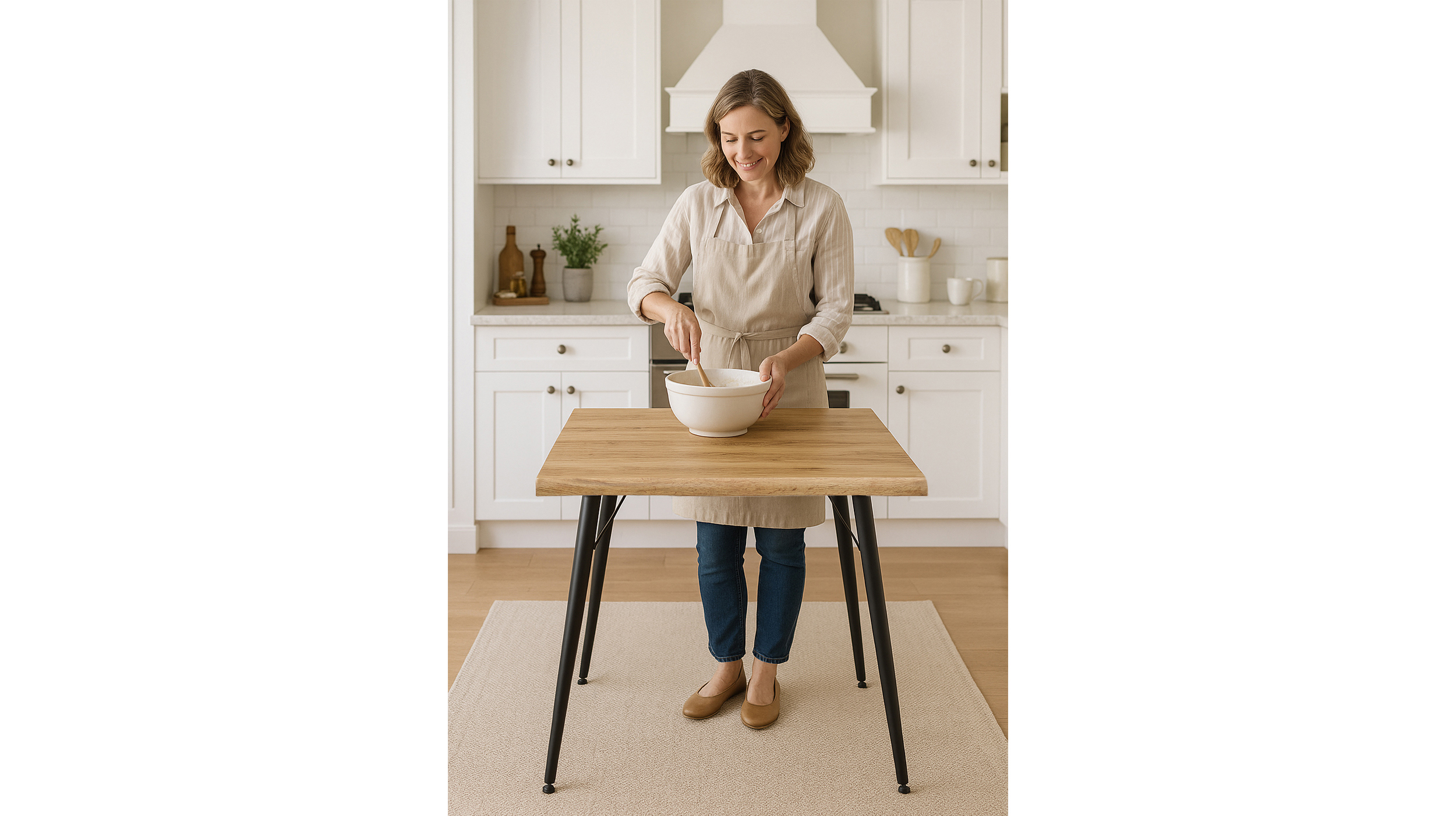 Esstisch Baumkantentisch Optik 90 x 90 cm Wildeiche - TAILIN