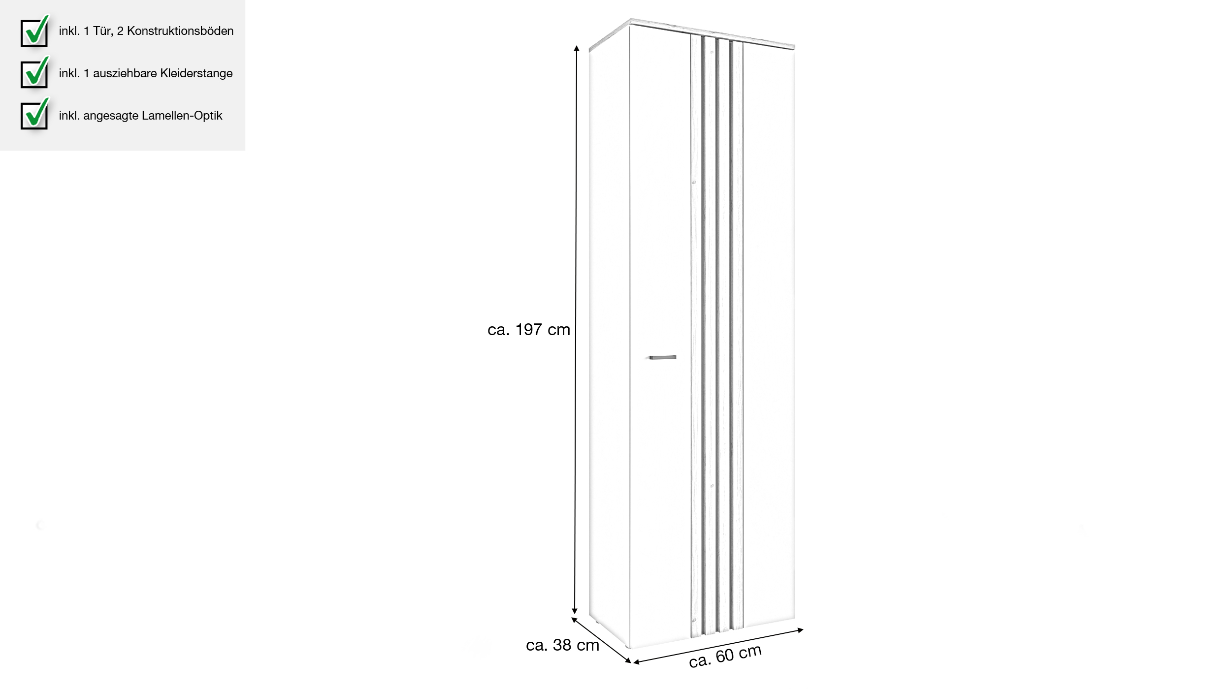 Garderobenschrank beige Evok Eiche 197 cm - LITUMO 