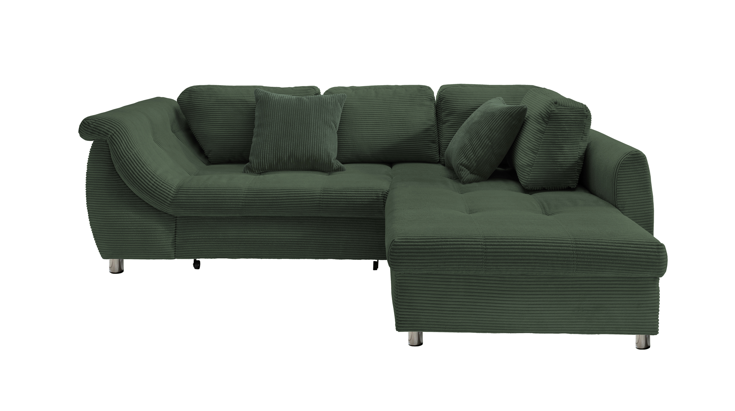 Ecksofa Cord grün Schlaffunktion OT rechts - LUNARO