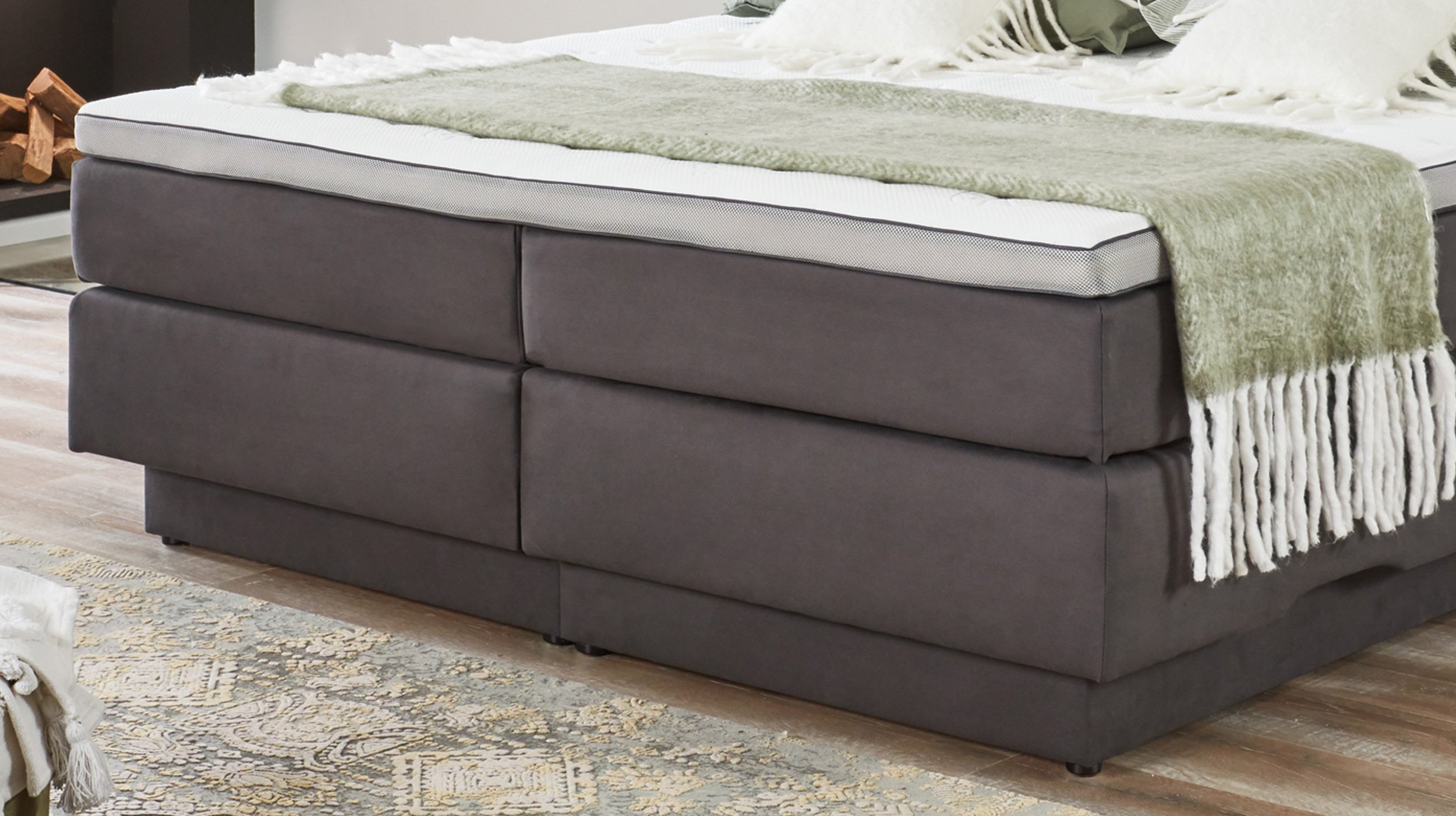 Boxspringbett 180 x 200 cm Stoffbezug anthrazit - AMARILLO