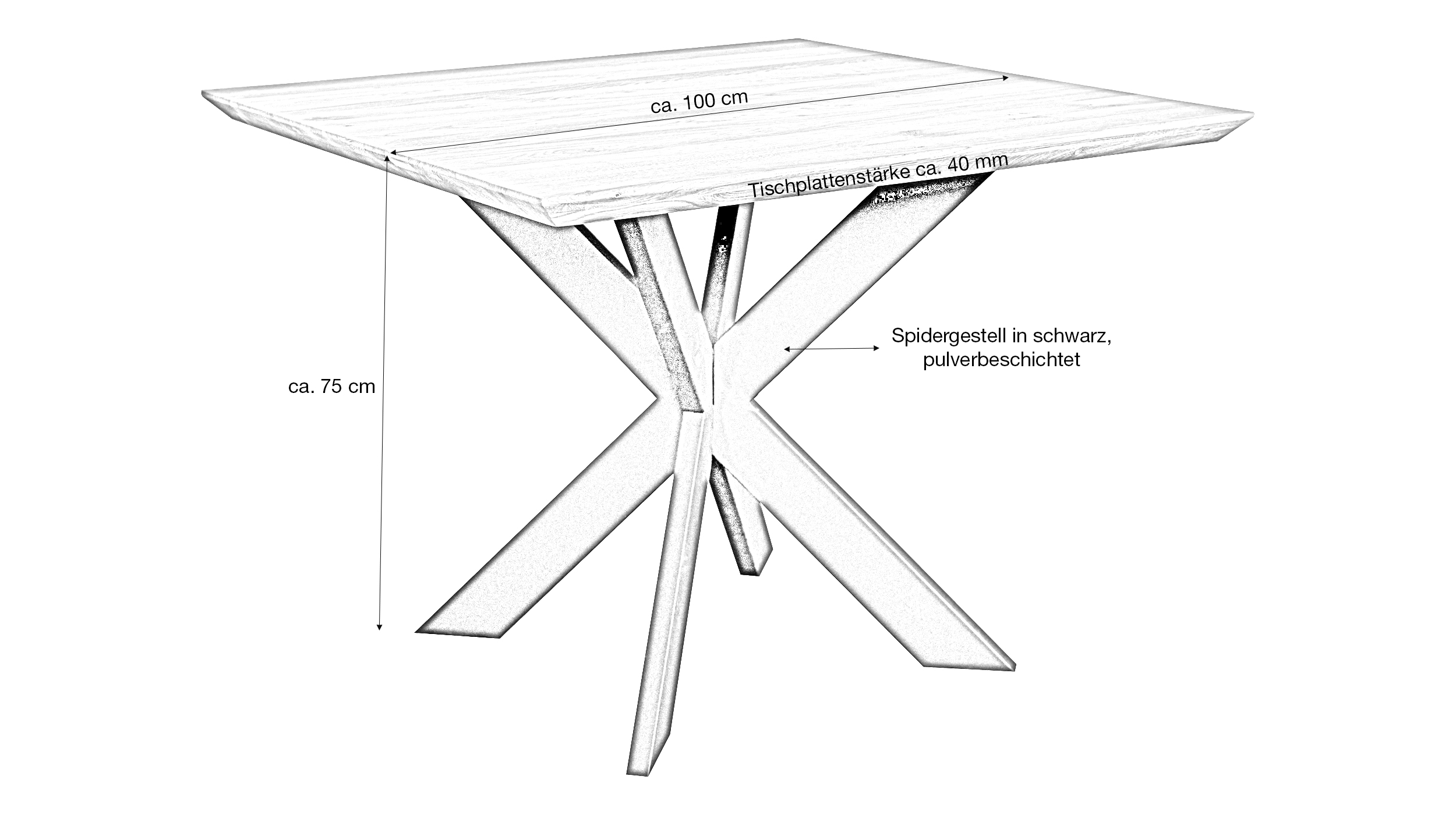 Esstisch Massivholztisch Eiche geölt 100 x 100 cm - TORIN