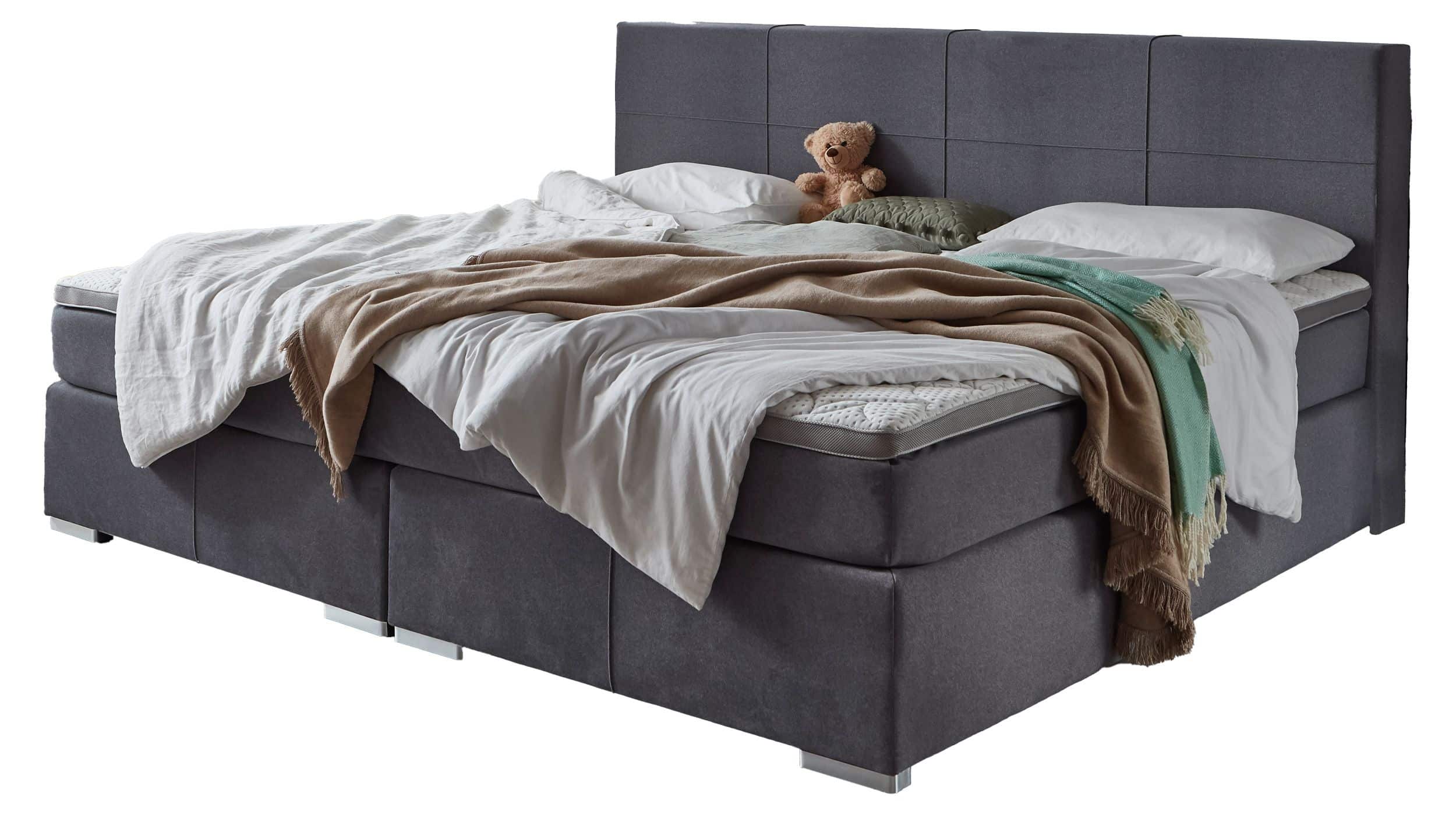 Boxspringbett 240 x 200 cm grau Microfaser - LIZANO